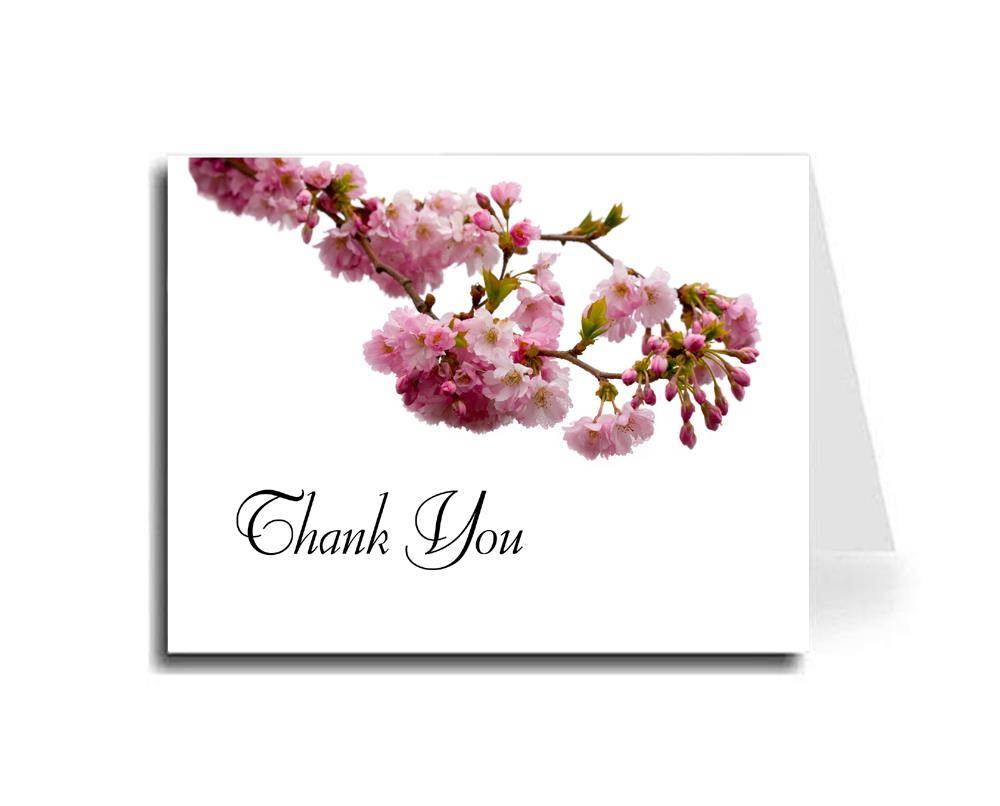 Artisan Decor Pink Blossoms Thank You Card Set of 10 (Florentine Cursive Font)