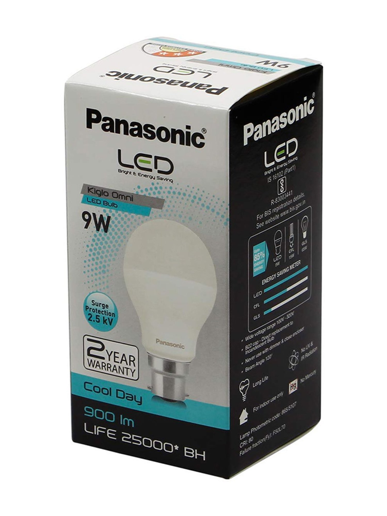 Panasonic PBUM01097 B22D 9W LED Bulb - Pack of 8 (White)