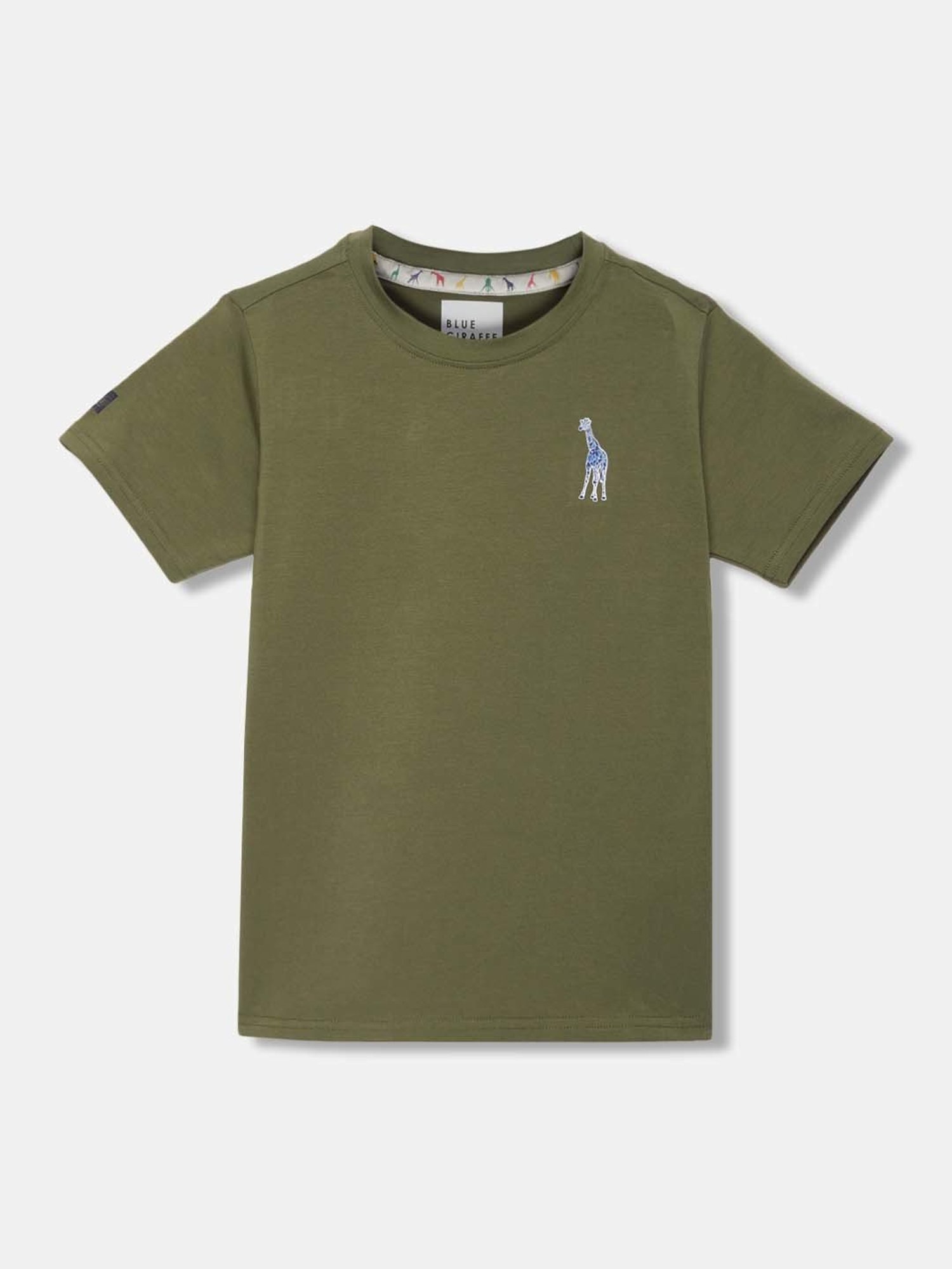 Blue Giraffe Kids Olive Cotton Logo T-Shirt