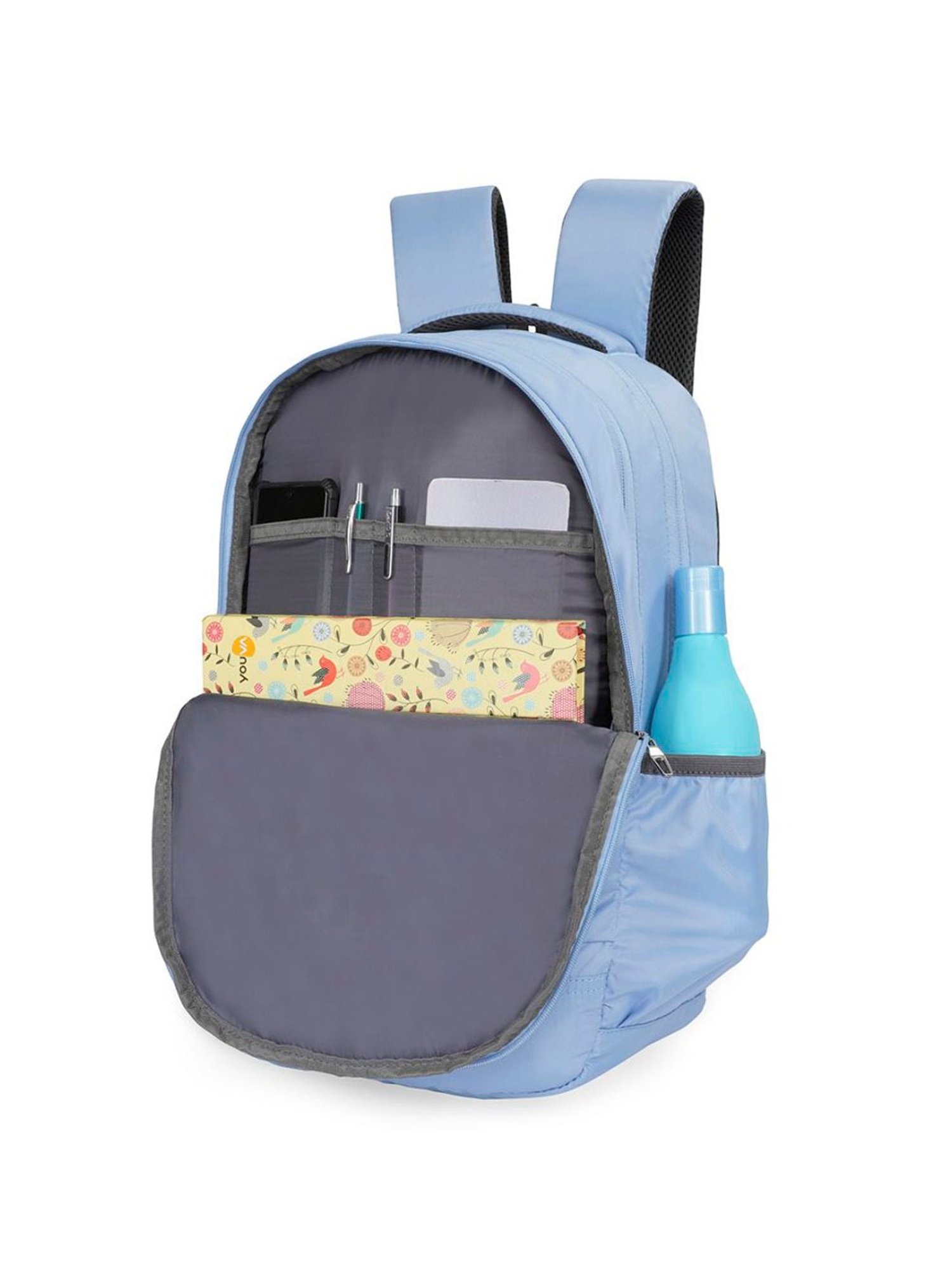 United Colors of Benetton Skater Light Blue Polyester Printed Backpack