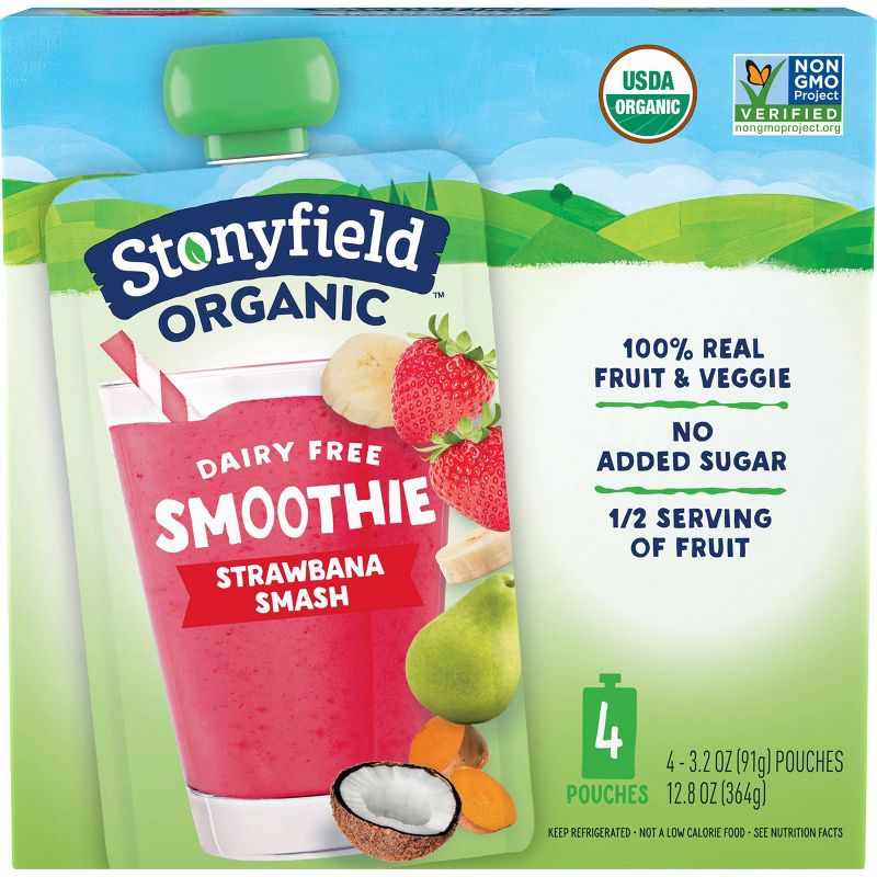 Stonyfield Fruit & Veg Strawberry Smash Kids' Yogurt - 4pk/3.2oz Pouches