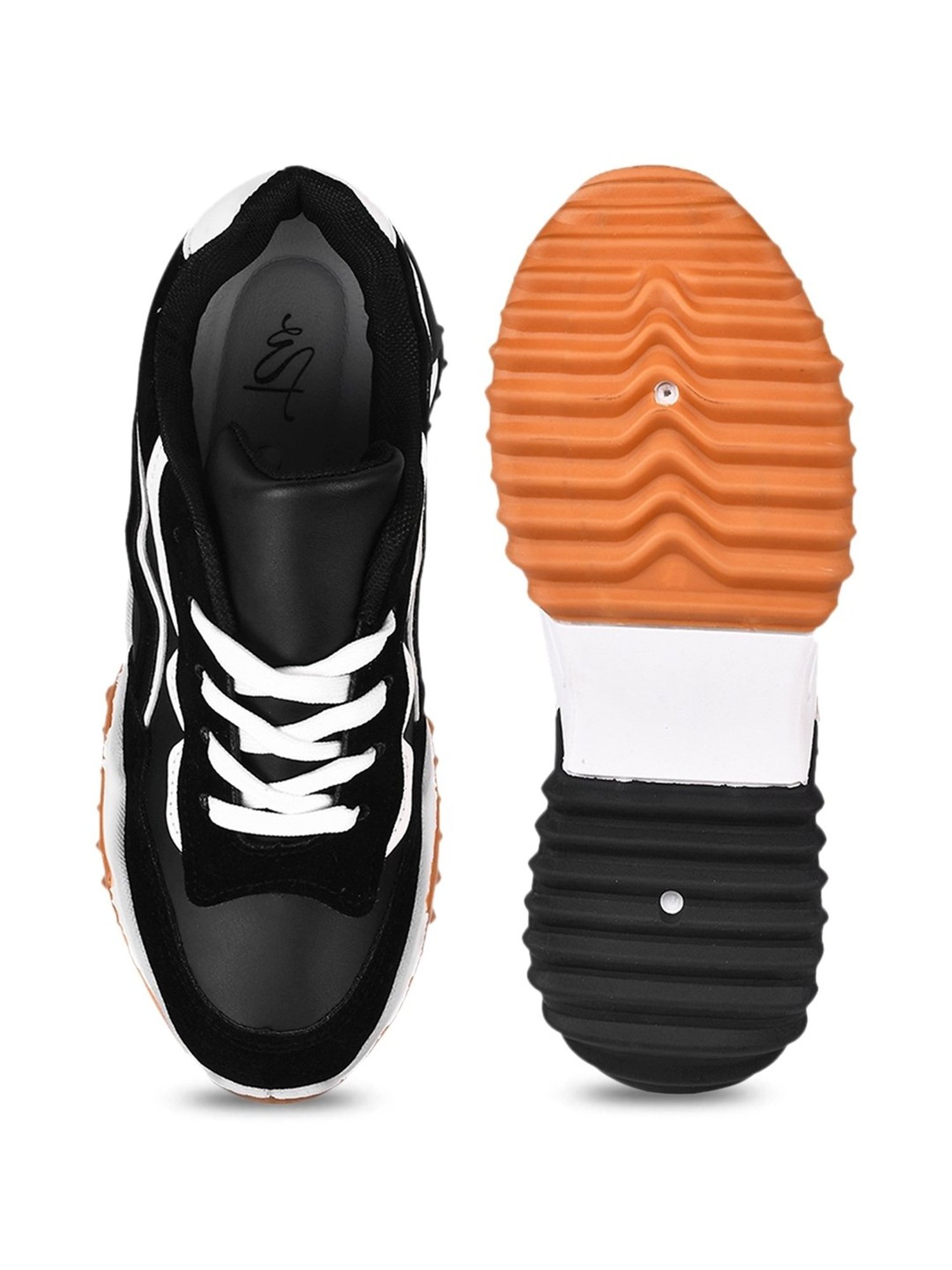 The White Pole Women's Black Casual Sneakers