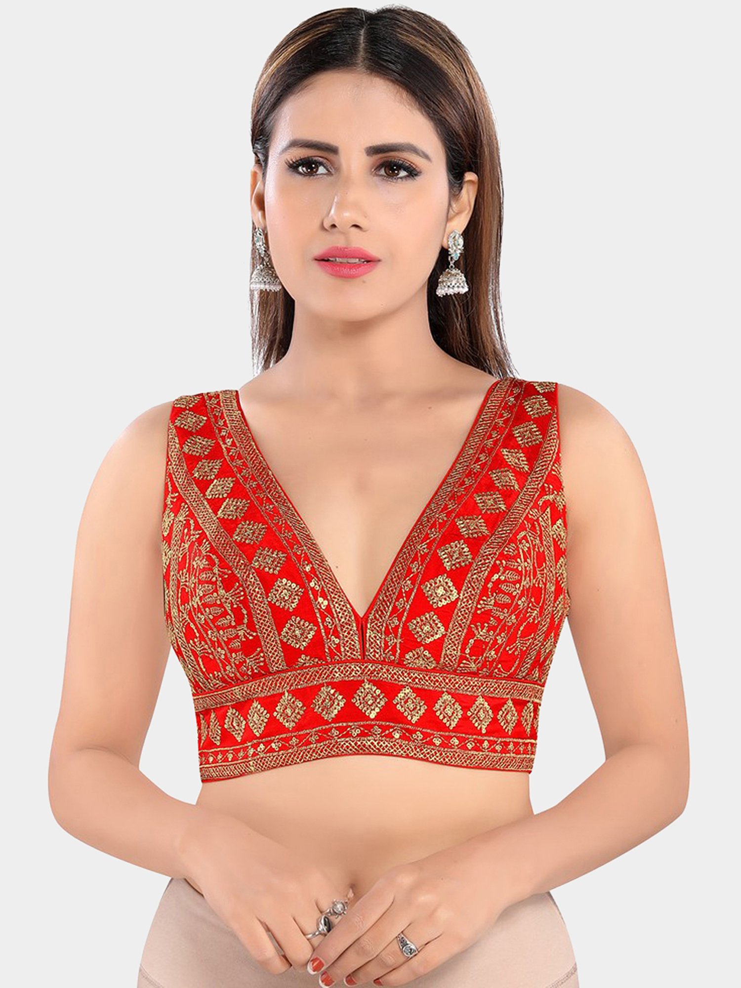 Salwar Studio Red Embellished Blouse