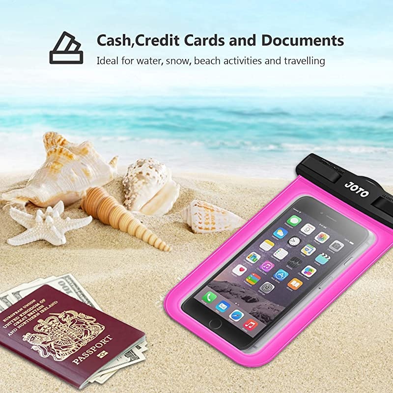 Universal Waterproof Pouch Cellphone Dry Bag Case for iPhone 11 Pro Max Xs Max XR X 8 7 6S Plus SE, Galaxy S20 Ultra S20+ S10 Plus S10e S9 Plus S8/Note 10+ 9, Pixel 4 XL up to 7" -Magenta