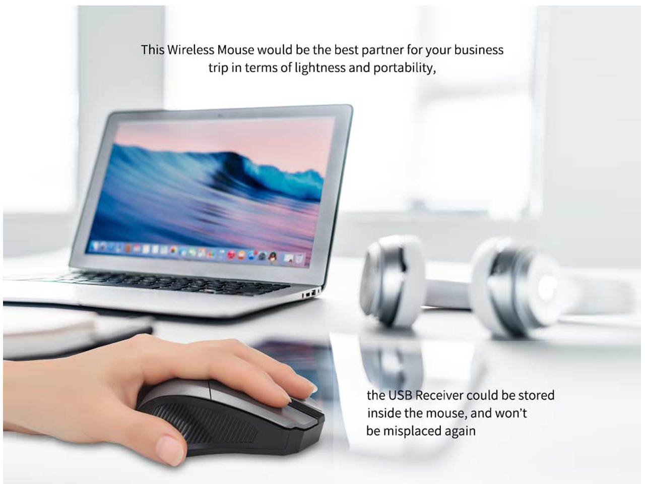 Sovawin Wireless Mouse 2.4G Optical Computer USB Mini 1600 DPI 6 Buttons Optical Mouse Gaming Cute Wireless Mause for PC Laptop