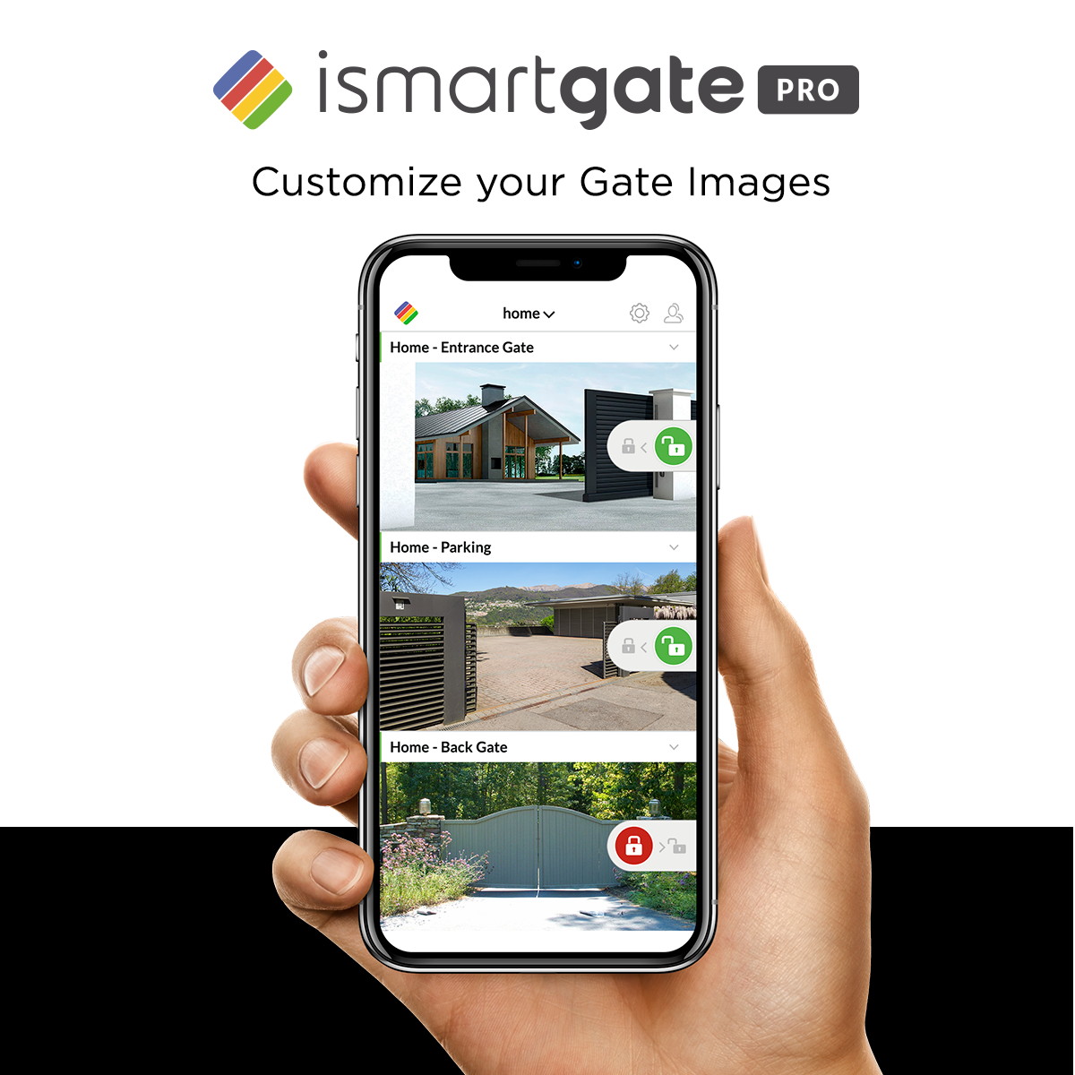 ismartgate PRO gate: Wi-Fi opener to control and monitor up to three gates from anywhere with smartphone, tablet and PC. Compatible with HomeKit (Siri), Google Assistant, Amazon Alexa and iFTTT.