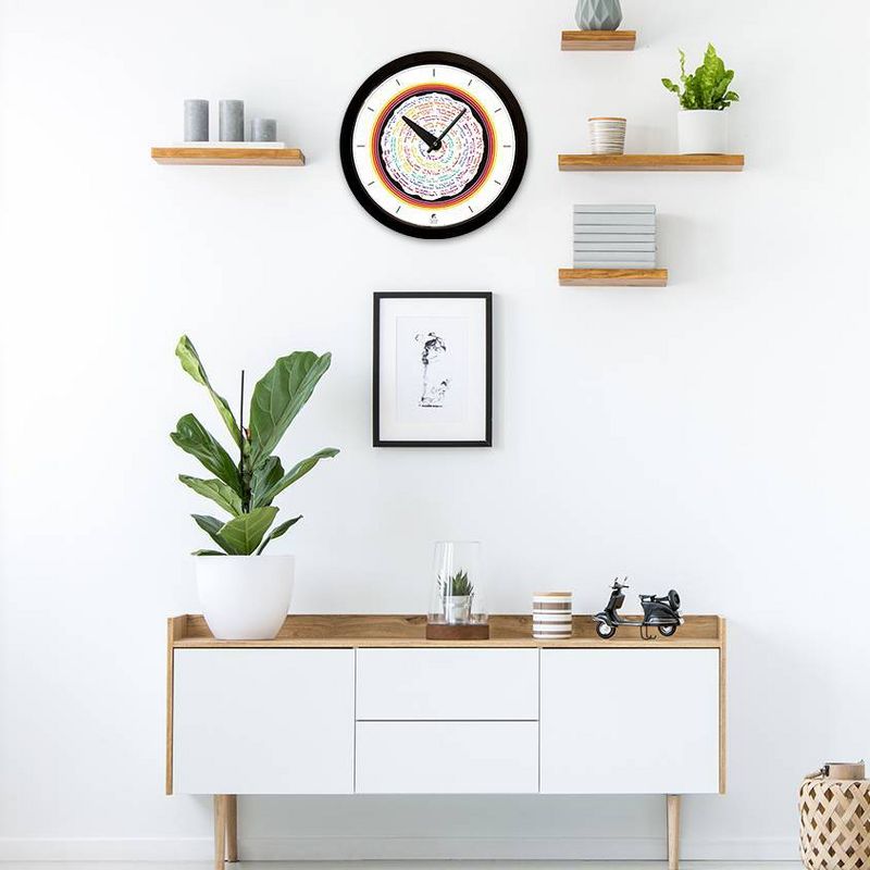 14.5" Artist Series Jackie Olenick Shema Mandala Black Decorative Clock - The Chicago Lighthouse