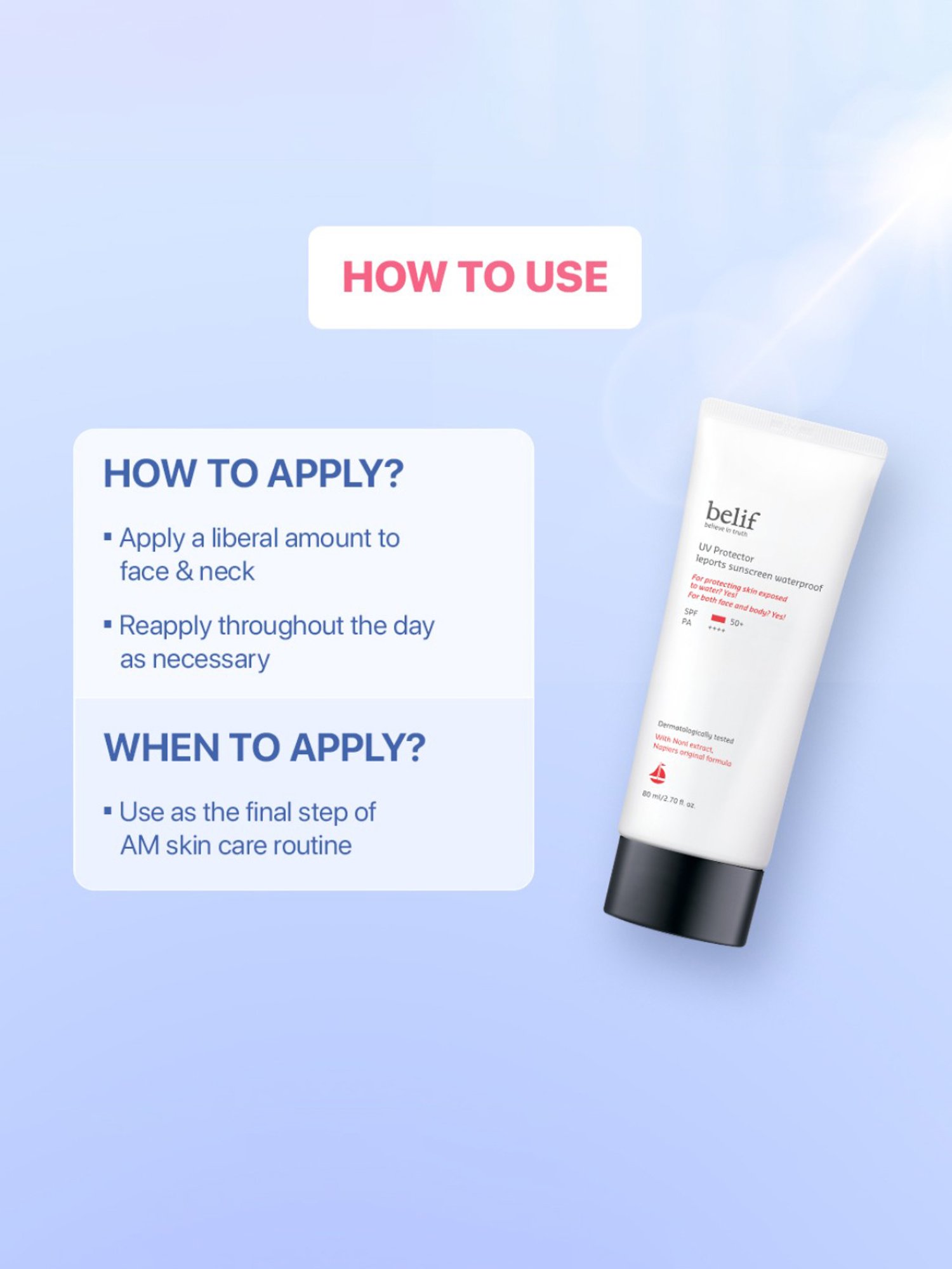 Belif UV Protector Leports Sunscreen Waterproof - 80 ml