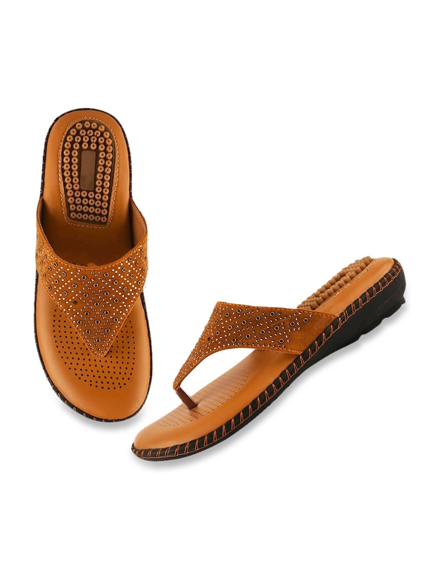 The White Pole Women's Brown Thong Sandals