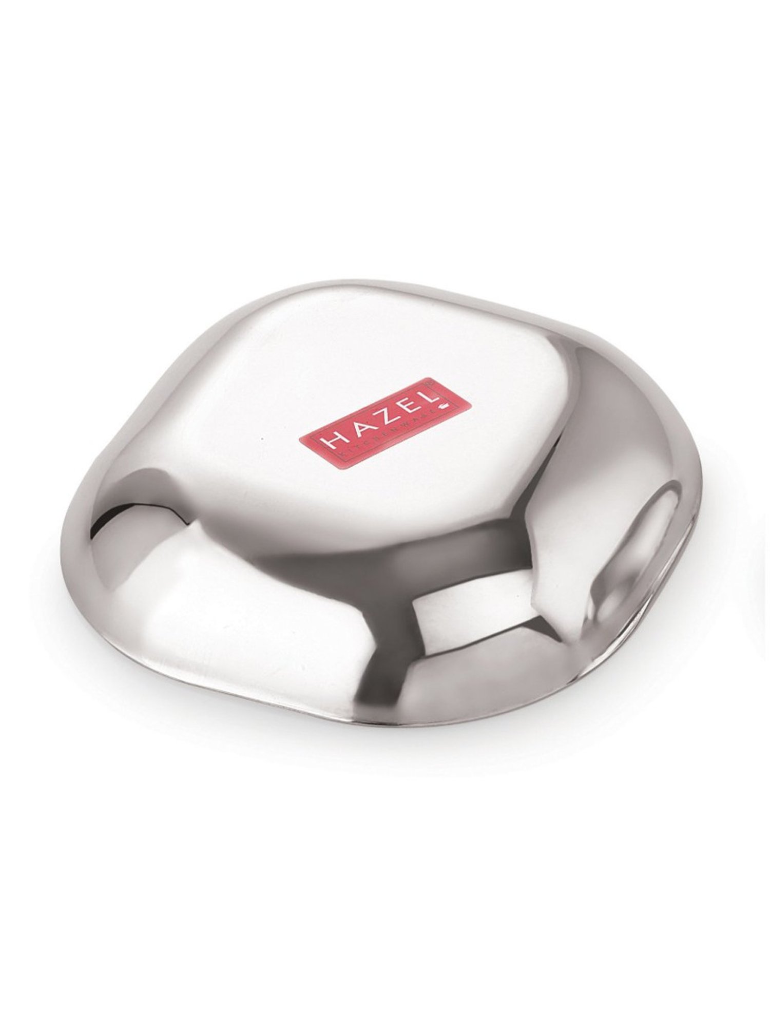 HAZEL Steel Dessert Silver Plate Square Shaped for Snacks, Breakfast Set Of 2 450 ml each, Silver