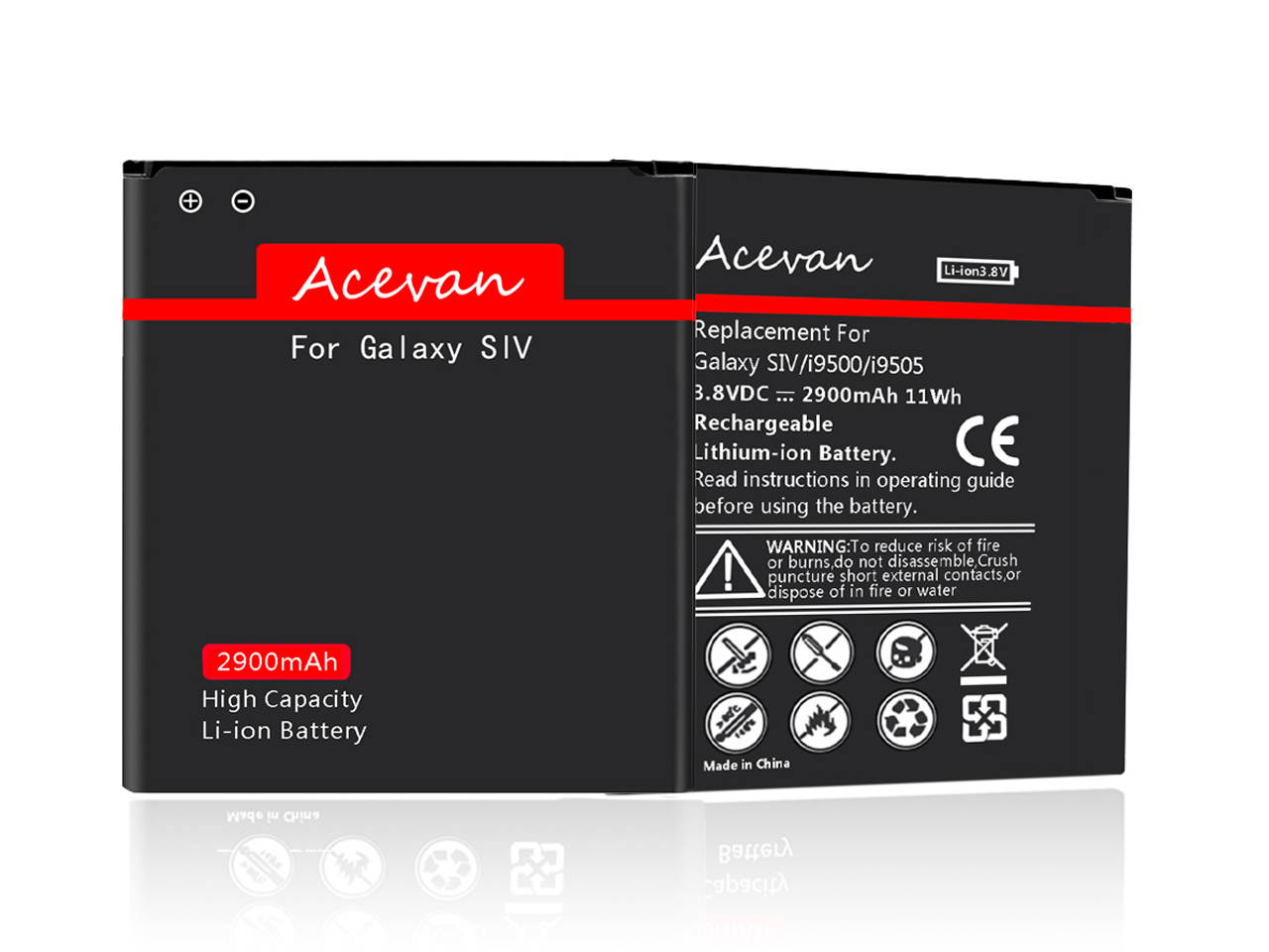 Galaxy S4 Battery, Acevan 2900mAh Li-ion Replacement Battery for Samsung Galaxy s4, I337(AT&T), Verizon I545, Sprint L720, T-Mobile M919, R970, I9500, I9505, Galaxy S4 LTE I9506 [2 Years Warranty]