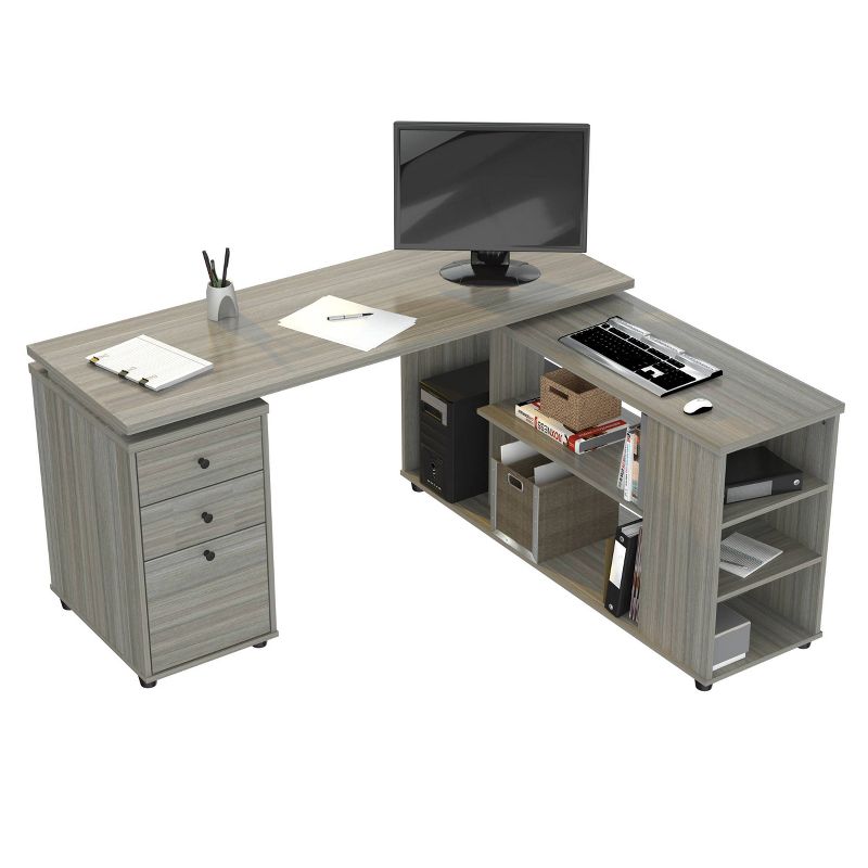 L Shaped Computer Workstation Gray - Inval