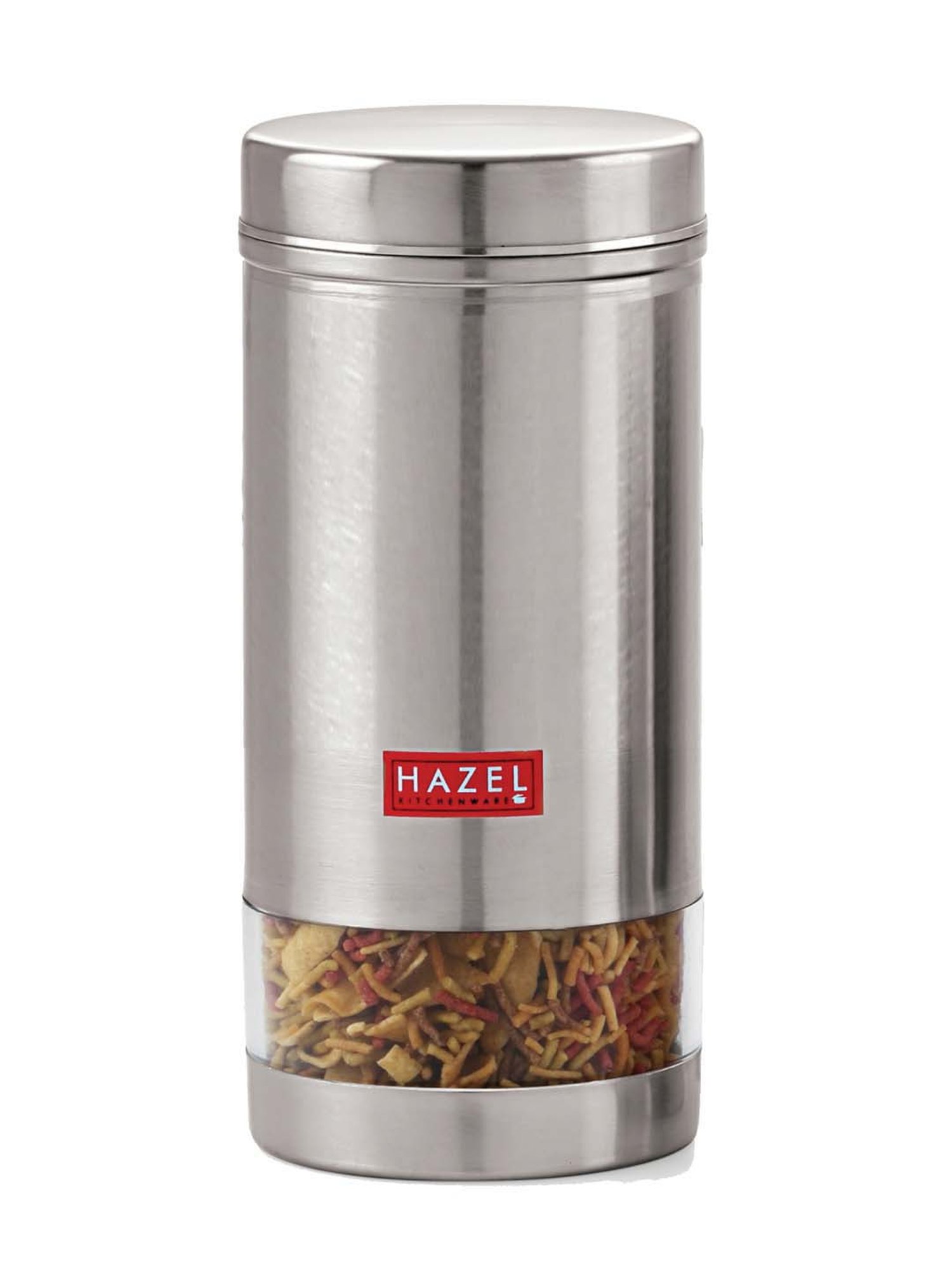 HAZEL Stainless Steel Transparent See Through Container, Silver,Set of 2, 1 Ltr