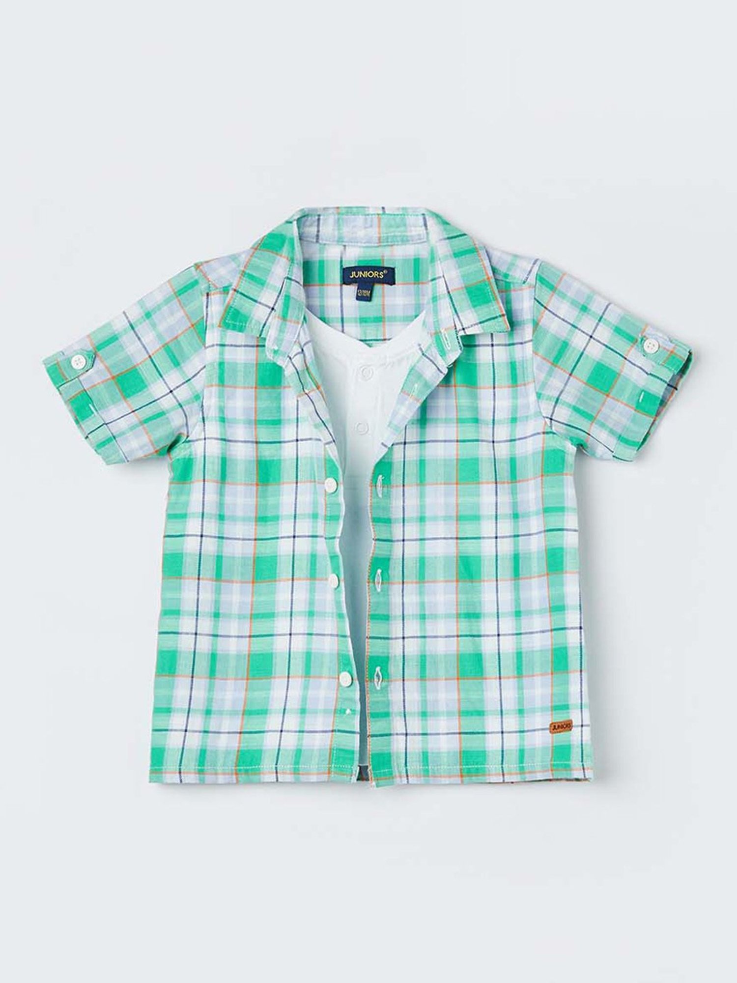 Juniors by Lifestyle Kids Blue & White Cotton Chequered Shirt