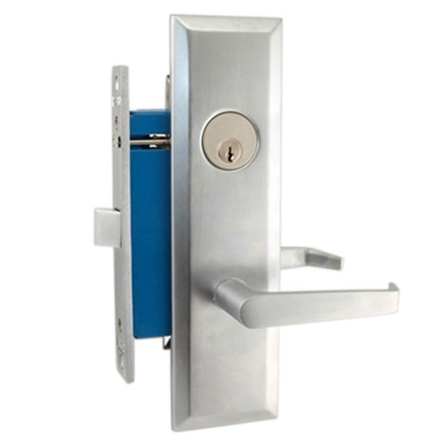 Maxtech (Marks Metro 116DW/26D Like) Satin Chrome 26D, Right Hand, Heavy Duty Mortise Lock Lever Vestibule Function Always Locked Storeroom Latch Only 2-1/2" LocSet, Screwles Lever Thru Bolted Lockset