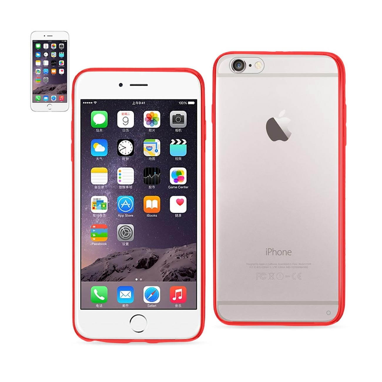 REIKO IPHONE 6 PLUS CLEAR BACK FRAME BUMPER CASE IN RED