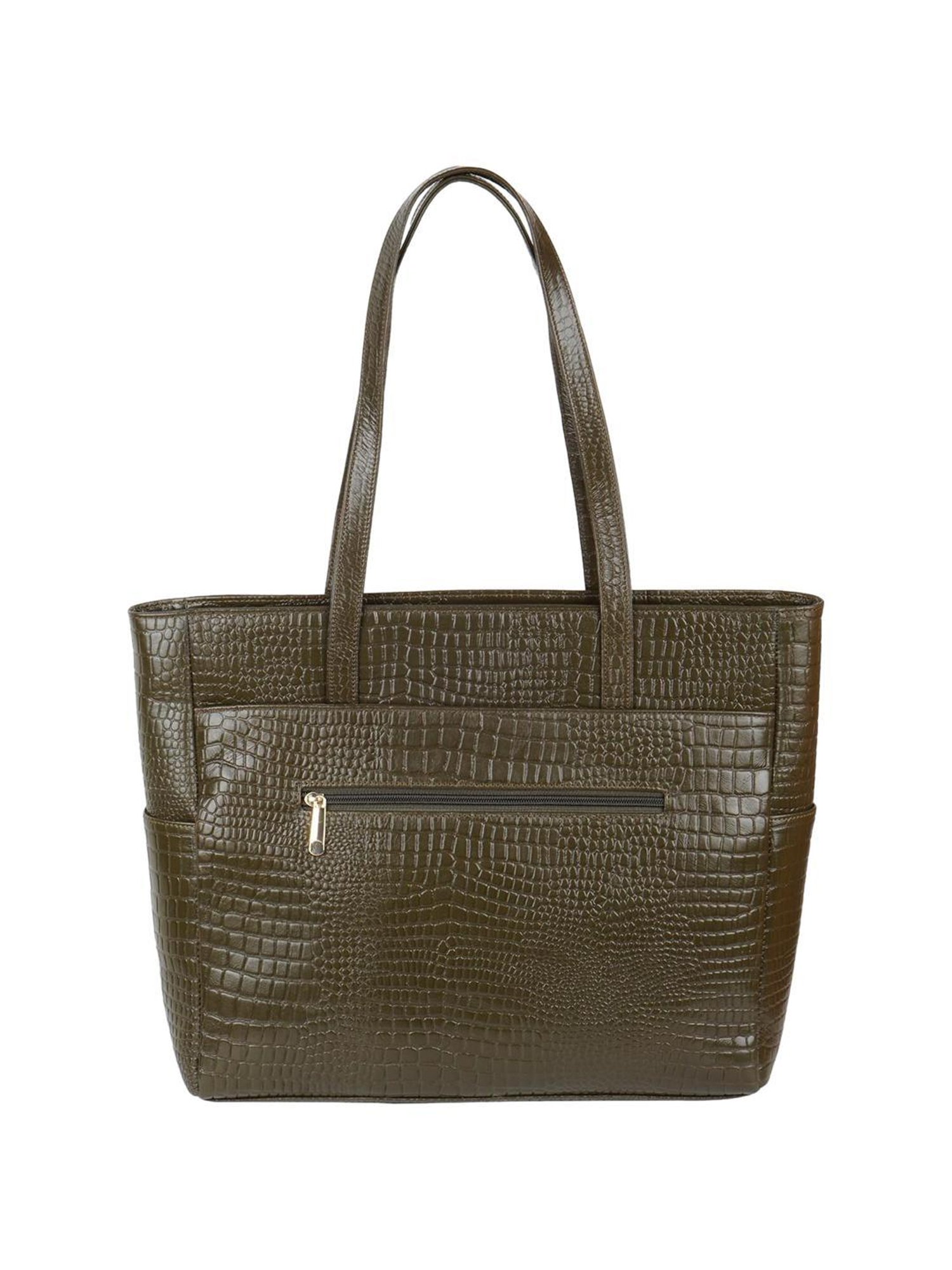 Tortoise Work Edition Avril Dark Green Textured Medium Laptop Tote Handbag