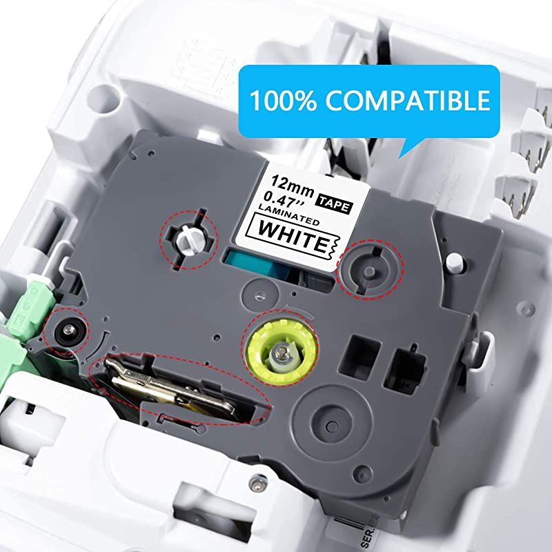 Compatible Label Tape Replacement for Brother P-Touch TZe Label Tape 12mm 0.47 Inch Laminated TZe-231 TZe931 TZe431 TZe531 TZe631 TZe731 for Ptouch PT-D210 PT-H110 PT-D400 Label Maker, 6-Pack