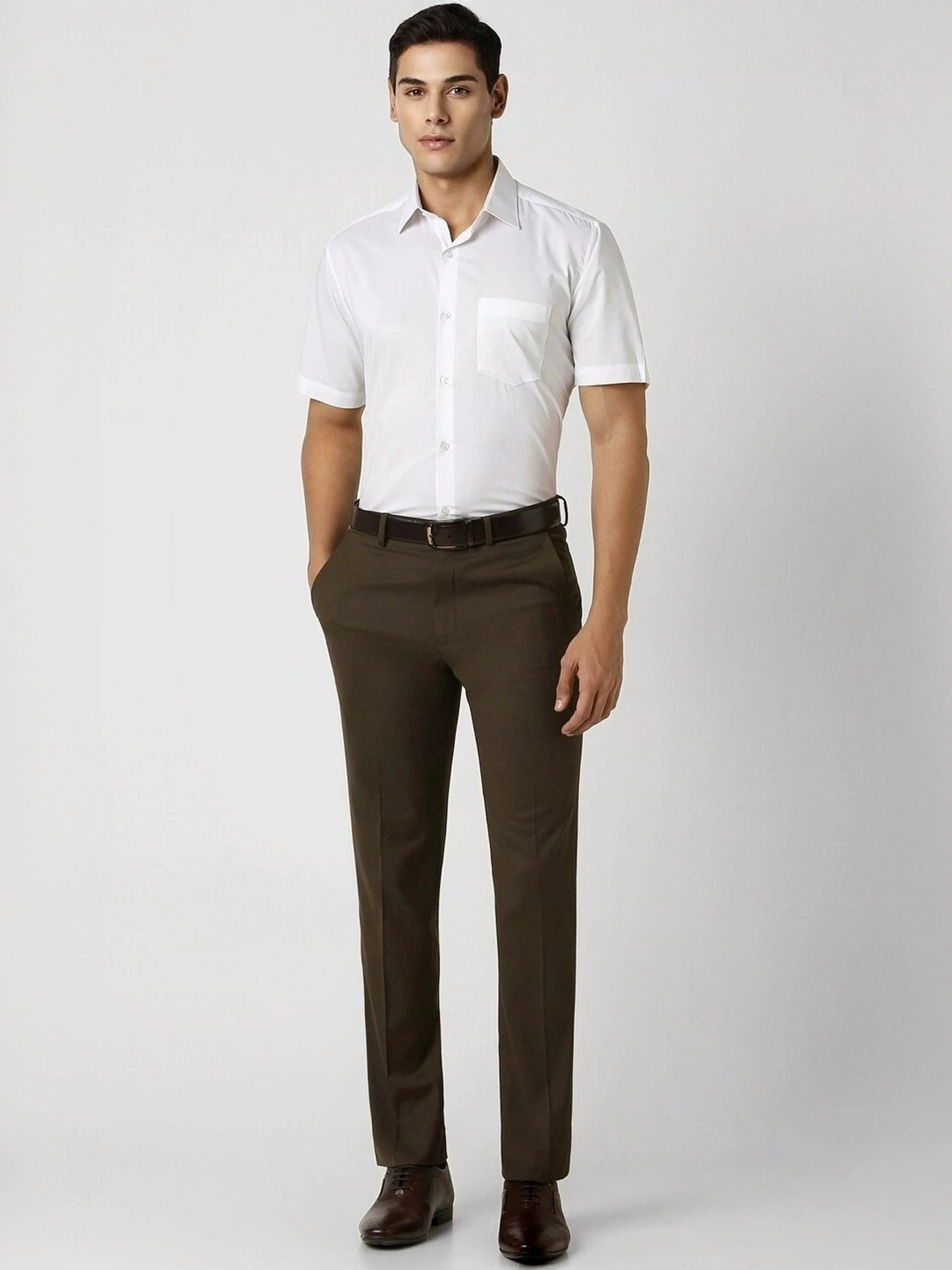 Van Heusen Brown Slim Fit Trousers