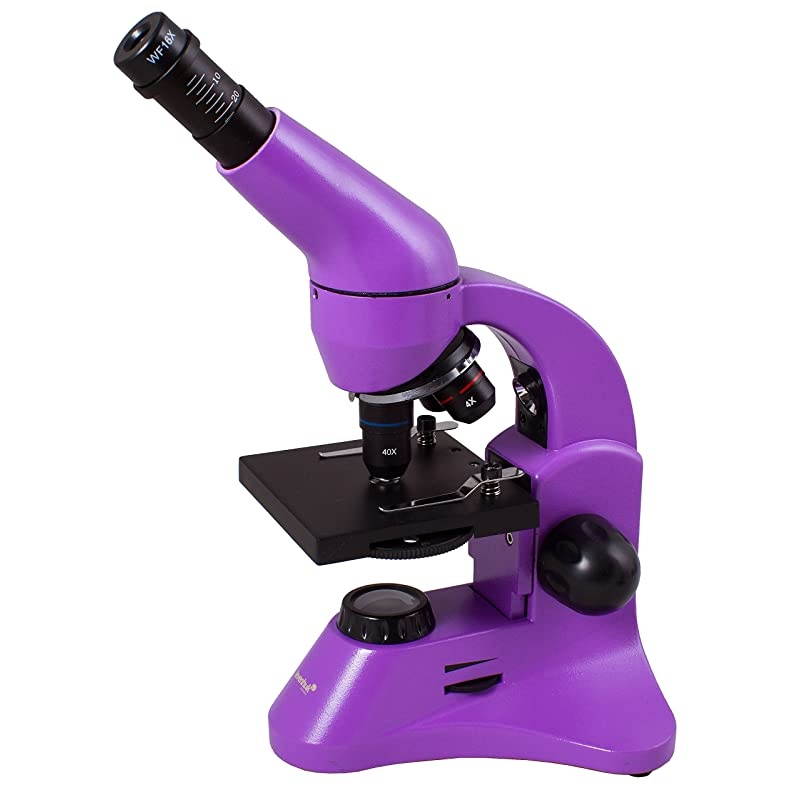 Rainbow 50L Plus Amethyst Student Microscope 641280x Magnification Metal Body Glass Optics with Experiment Kit and Case