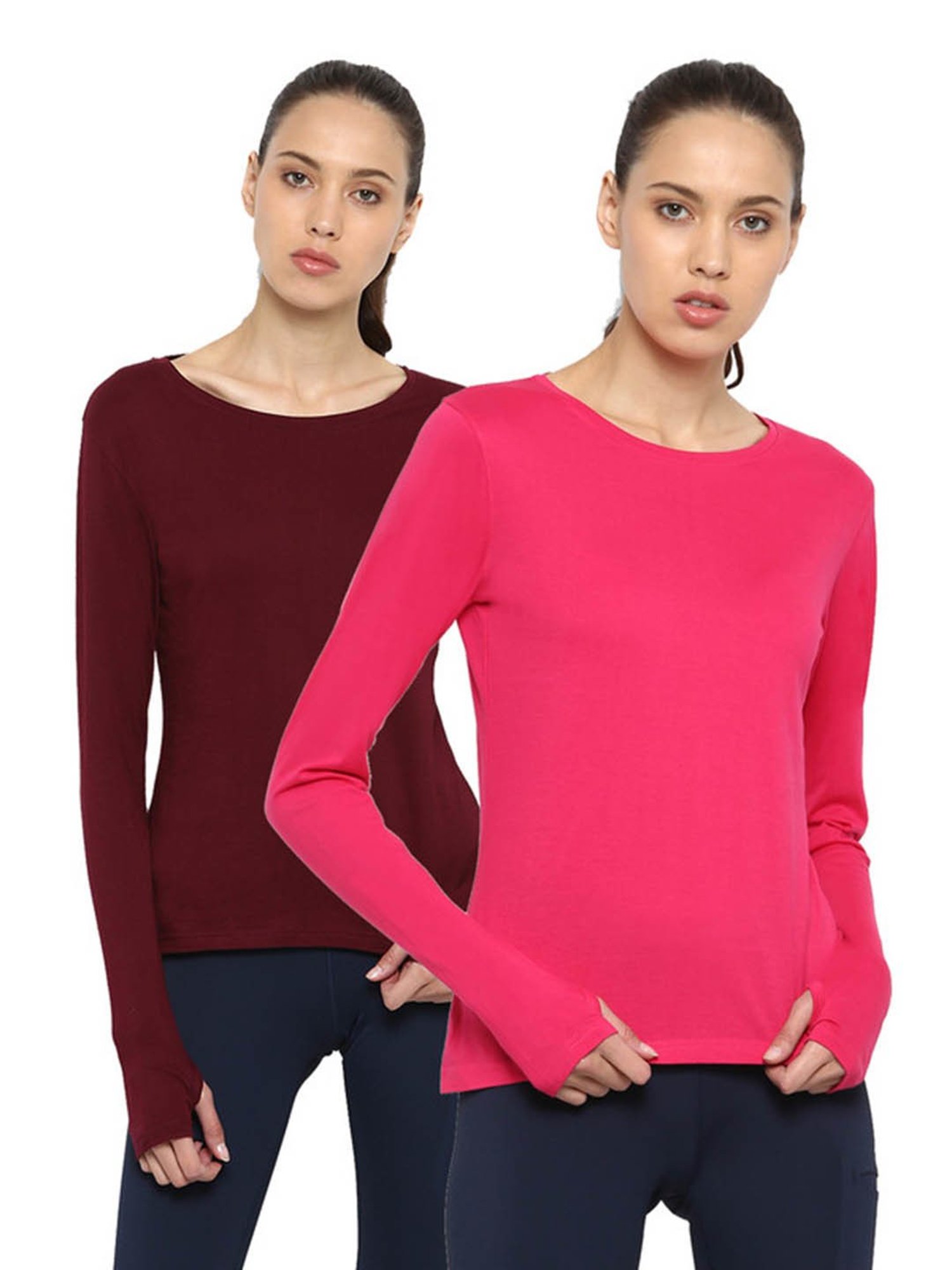 Appulse Maroon & Dark Pink Cotton T-Shirt - Pack of 2