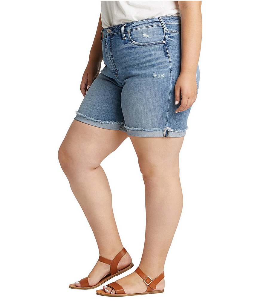 Silver Jeans Co. Plus Size High Rise Sure Thing Long Shorts