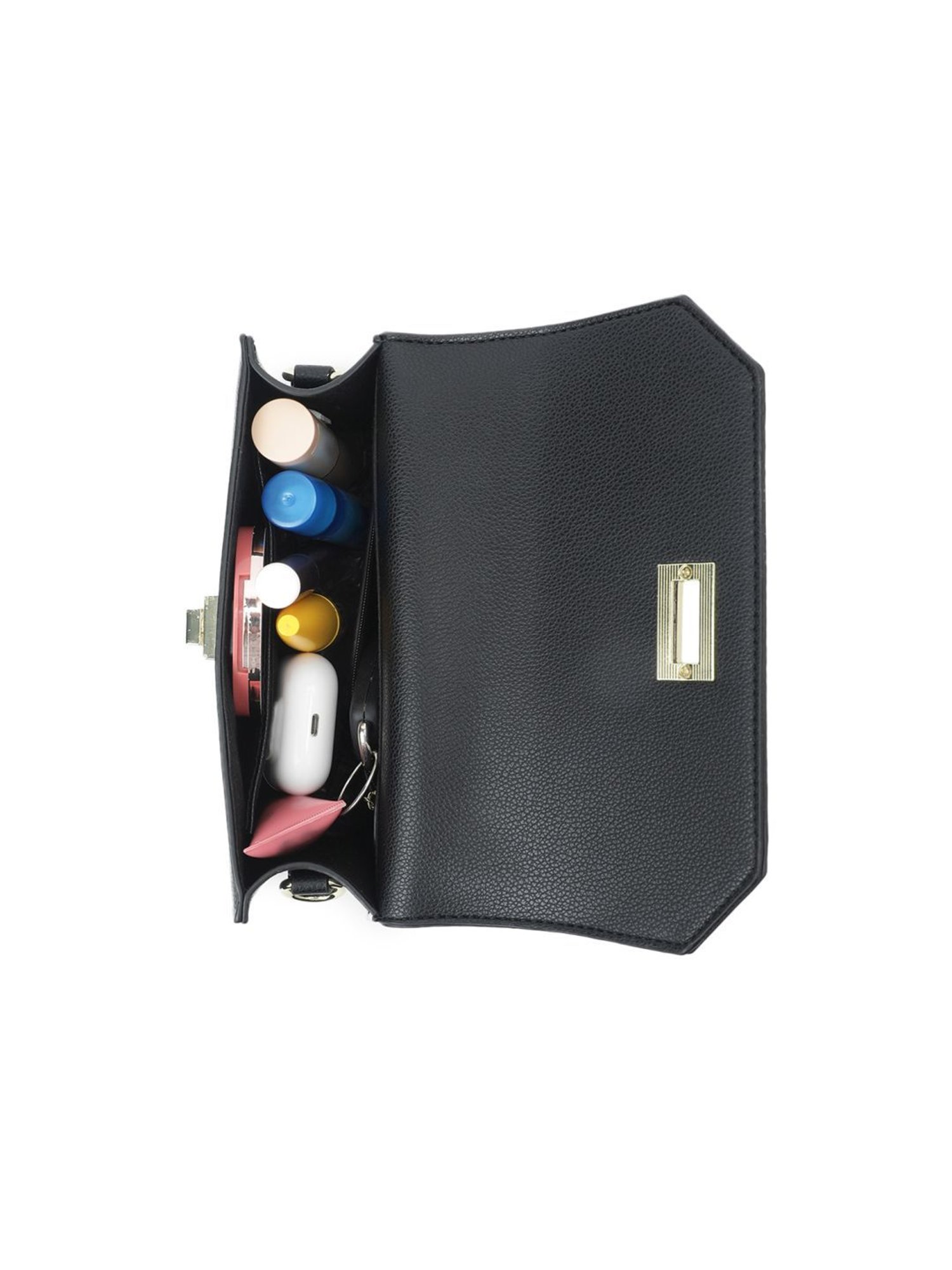 Tyra Lita Black Solid Faux Leather Sling Handbag