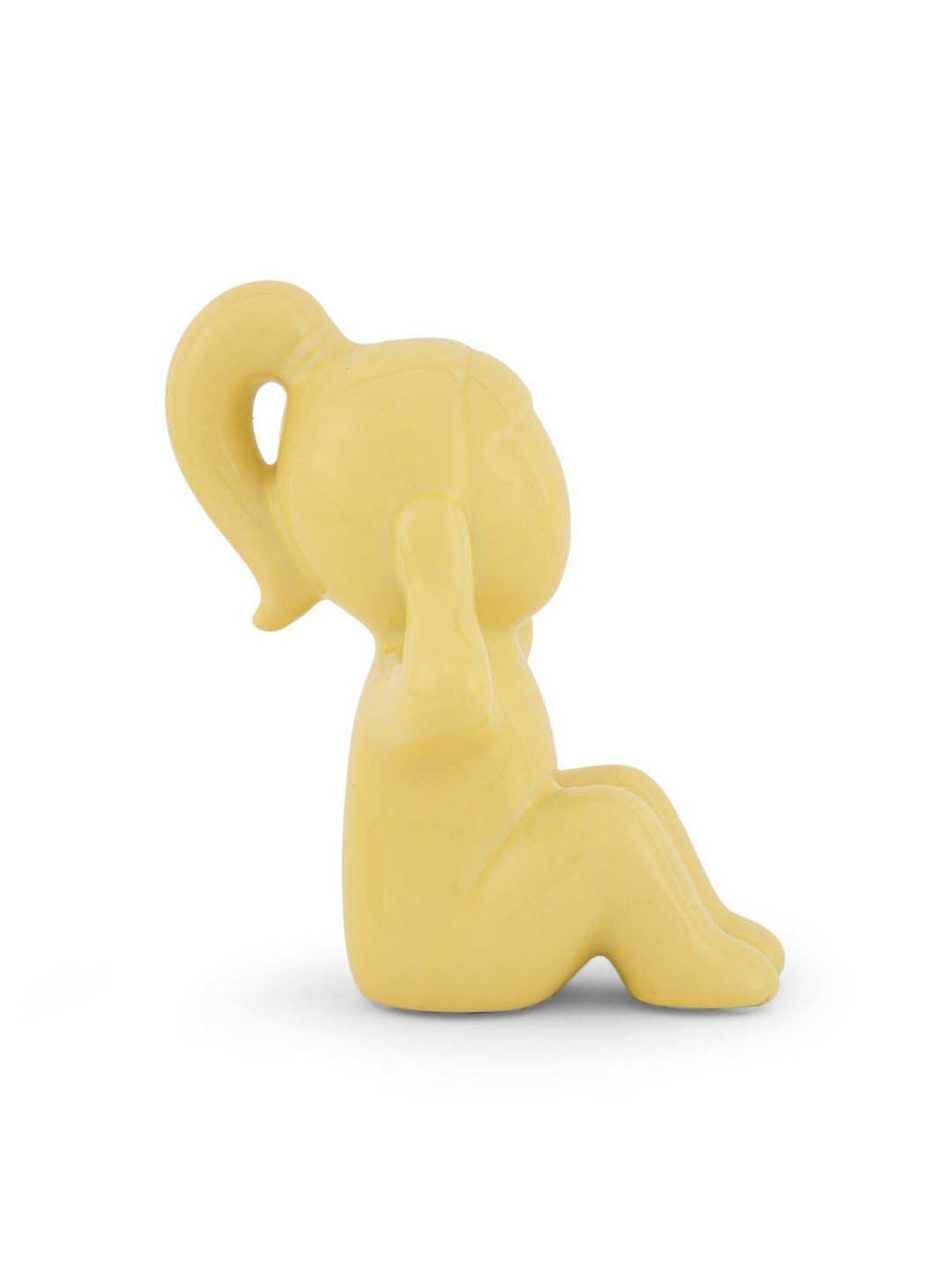 @home Yellow Resin Girl Hear No Evil Decorative Showpiece