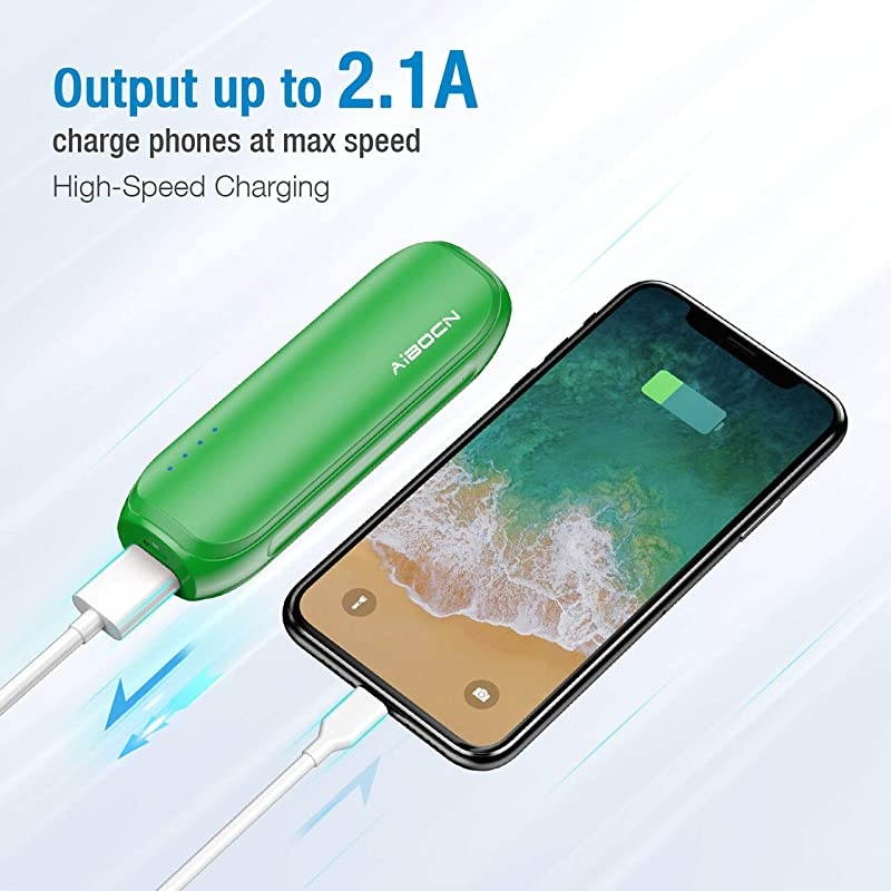 Mini Power Bank 6700mAh Portable External Charger with Fast Charging Technology for iPhone Samsung Galaxy Tablets and More Green