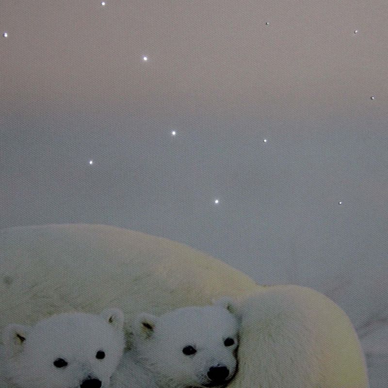 Northlight Fiber Optic Lighted Mama Polar Bear and Cubs Canvas Wall Art 23.5" x 15.5"