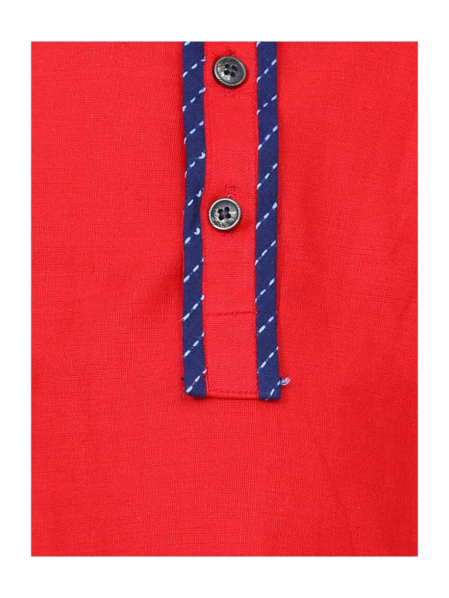 BownBee Kids Red Regular Fit Kurta & Pajamas