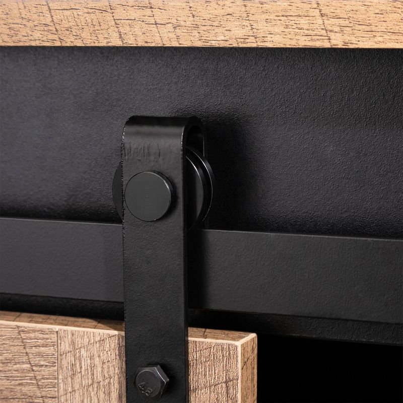 Modern Industrial Wine Cabinet with Sliding Door Brown - Glitzhome