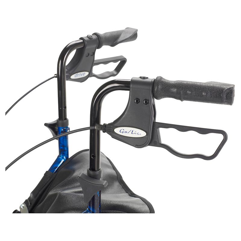 Drive Medical 3 Wheel Walker Rollator with Basket Tray and Pouch, Flame Blue