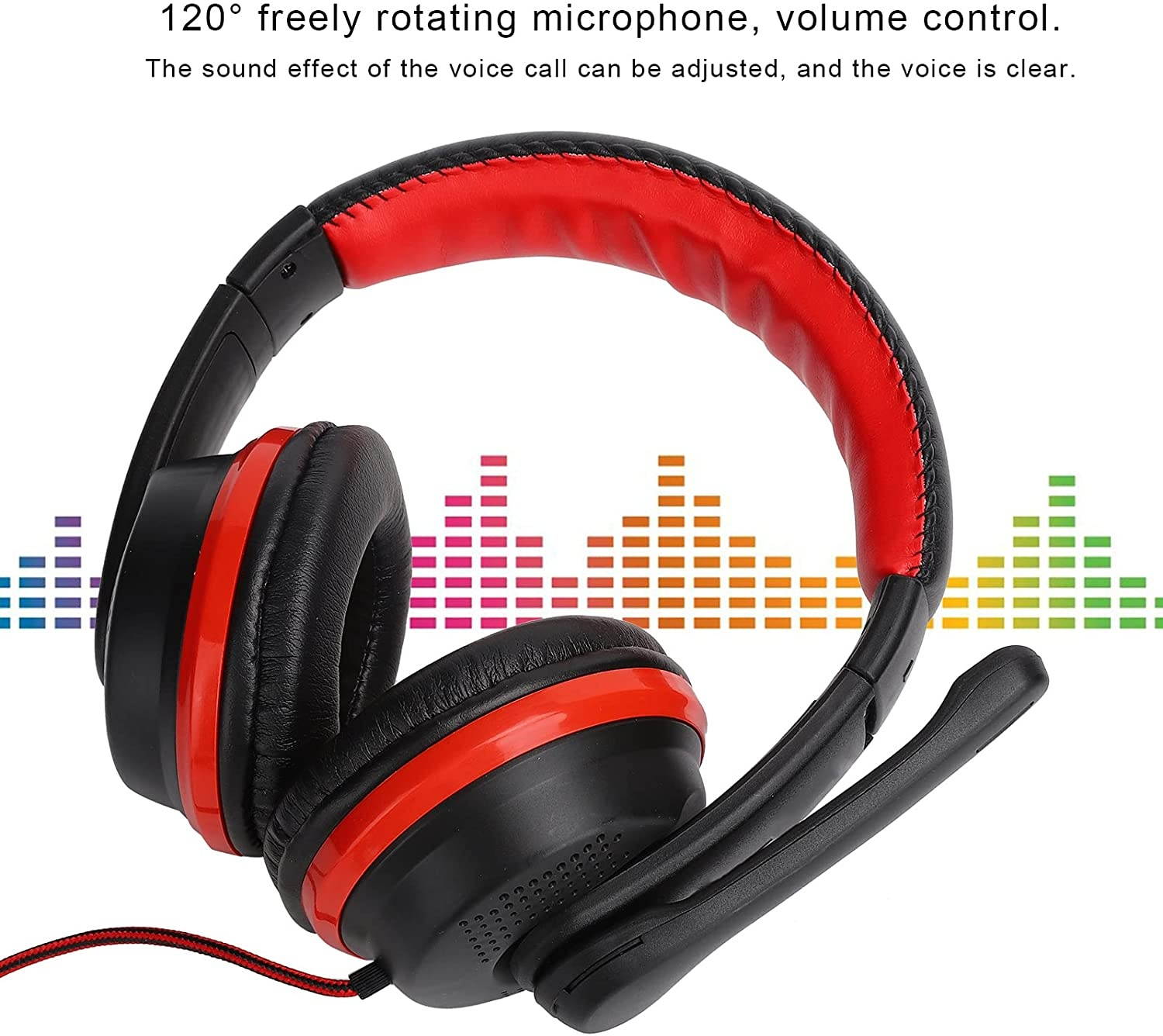 Dilwe Stereo Gaming Headset, 3.5mm Gaming Headphone Wired with Microphone, Bass Surround, Noise Cancelling Over Ear Headphones for PS4, PC, Mobile Phone(Red)