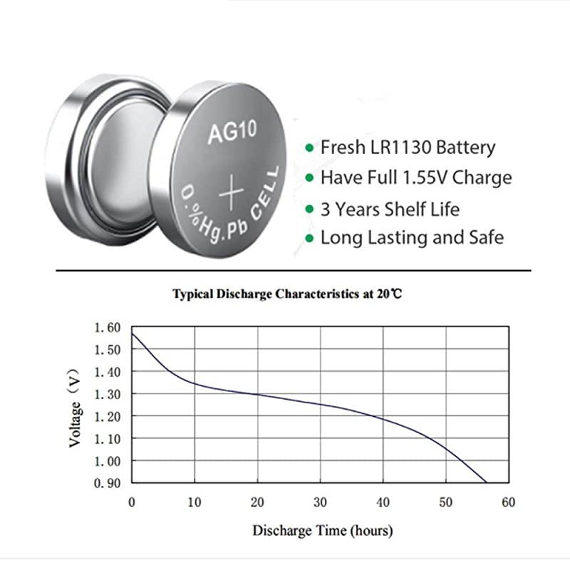 40 pcs Pack AG10 389 189 LR1130 Battery 15V Button Cell Batteries