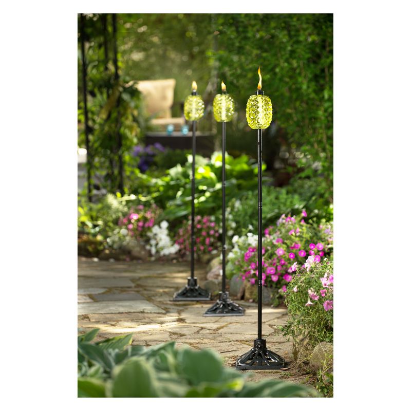 65" 2pk Aloha Pineapple Glass Torch Green - TIKI