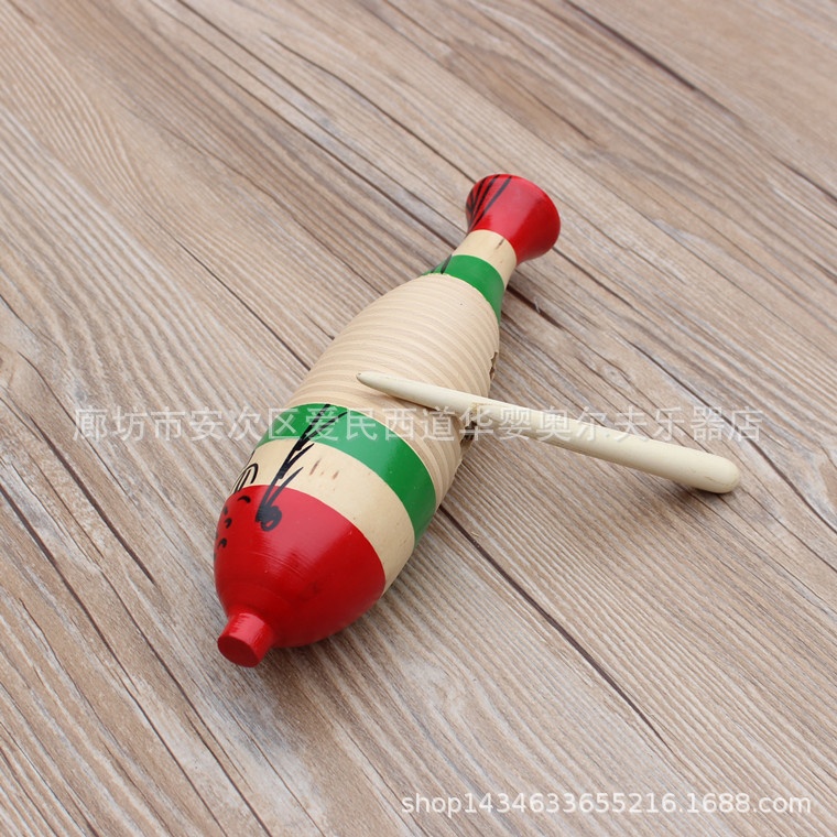 1Pc Wood Fish Shaped Guiro Safe Fine Novel Kid Music Instrument Fish Style Guiro Early Education Toy