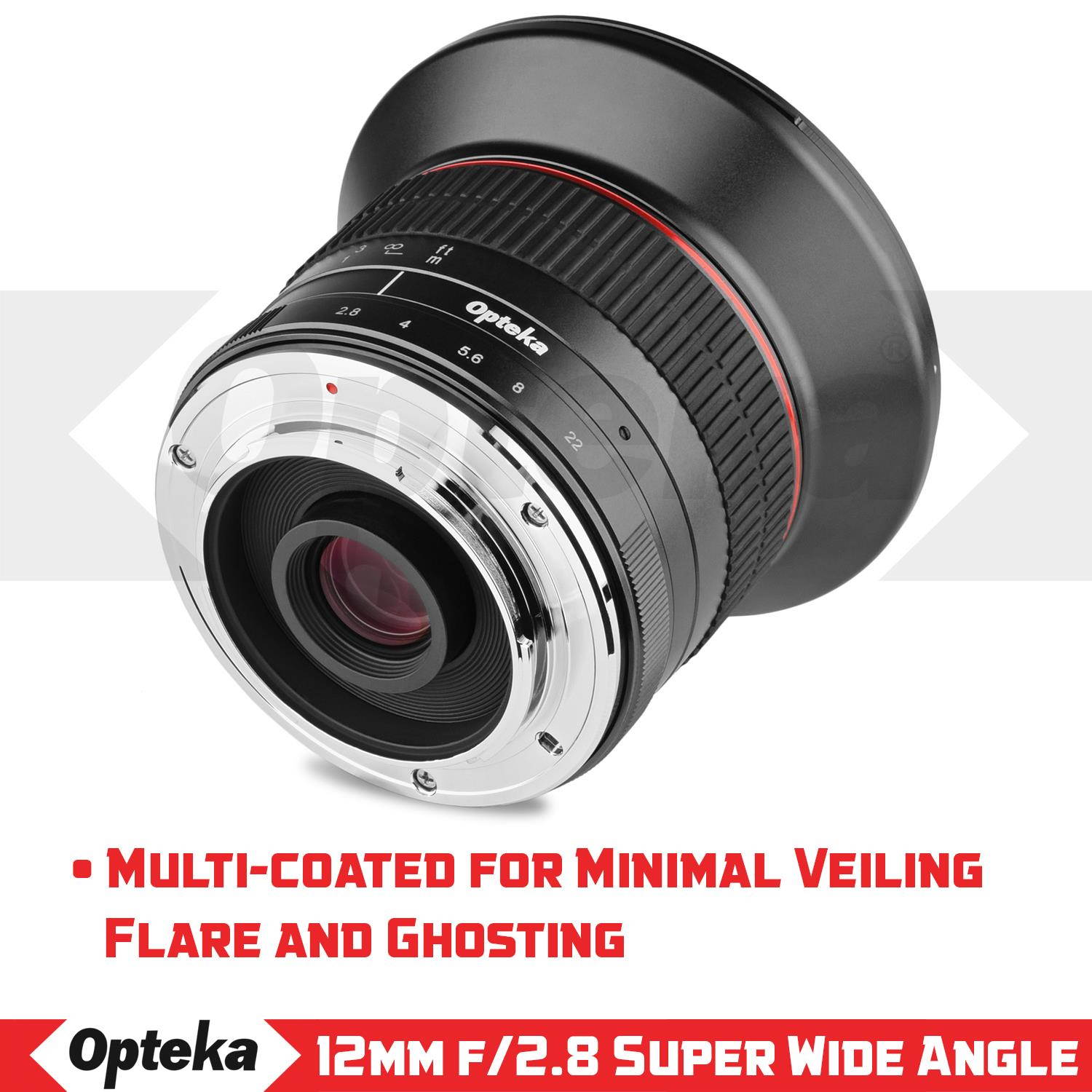 Opteka 12mm f/2.8 HD MC Manual Focus Wide Angle Lens for Canon EF-M Mount APS-C Digital Cameras