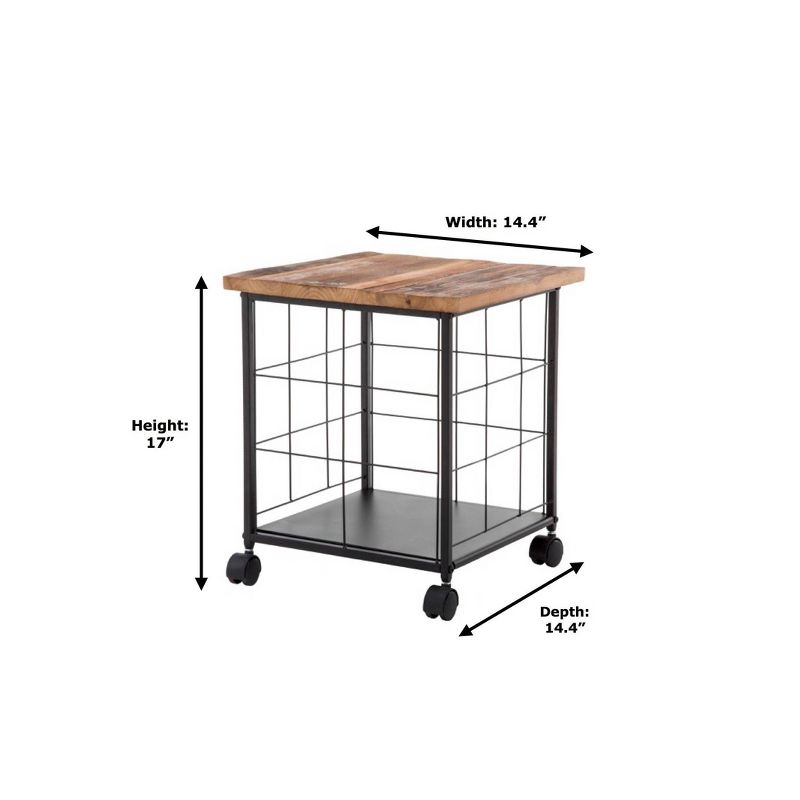 Weston Wood & Metal Rolling File Cabinet Brown/Black - Summerland Home