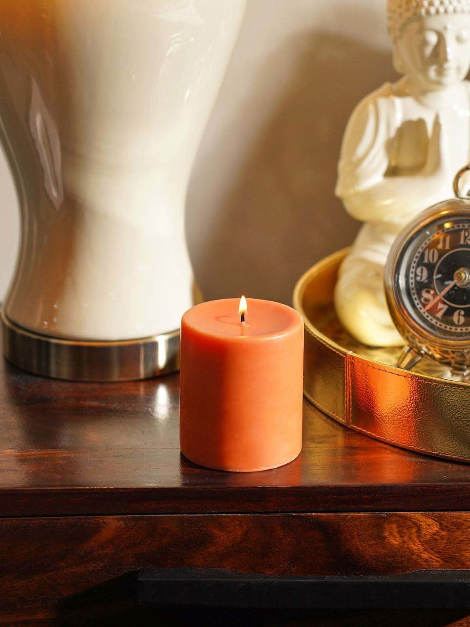 Pure Home and Living Orange Vanilla Medium Pillar Candle