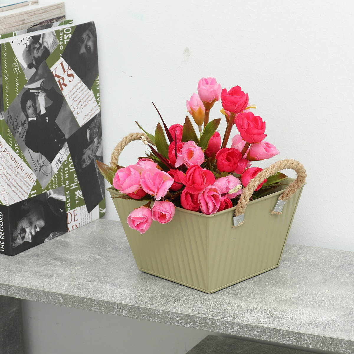 New Flower Pots Pastoral Style Colored Iron Leather Flower Pots Creative Rectangular Buckets-S