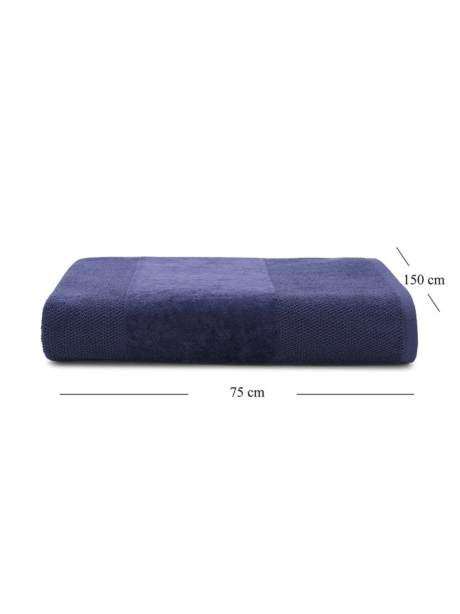 Pure Home and Living Blue Cotton Solid Bath Towels