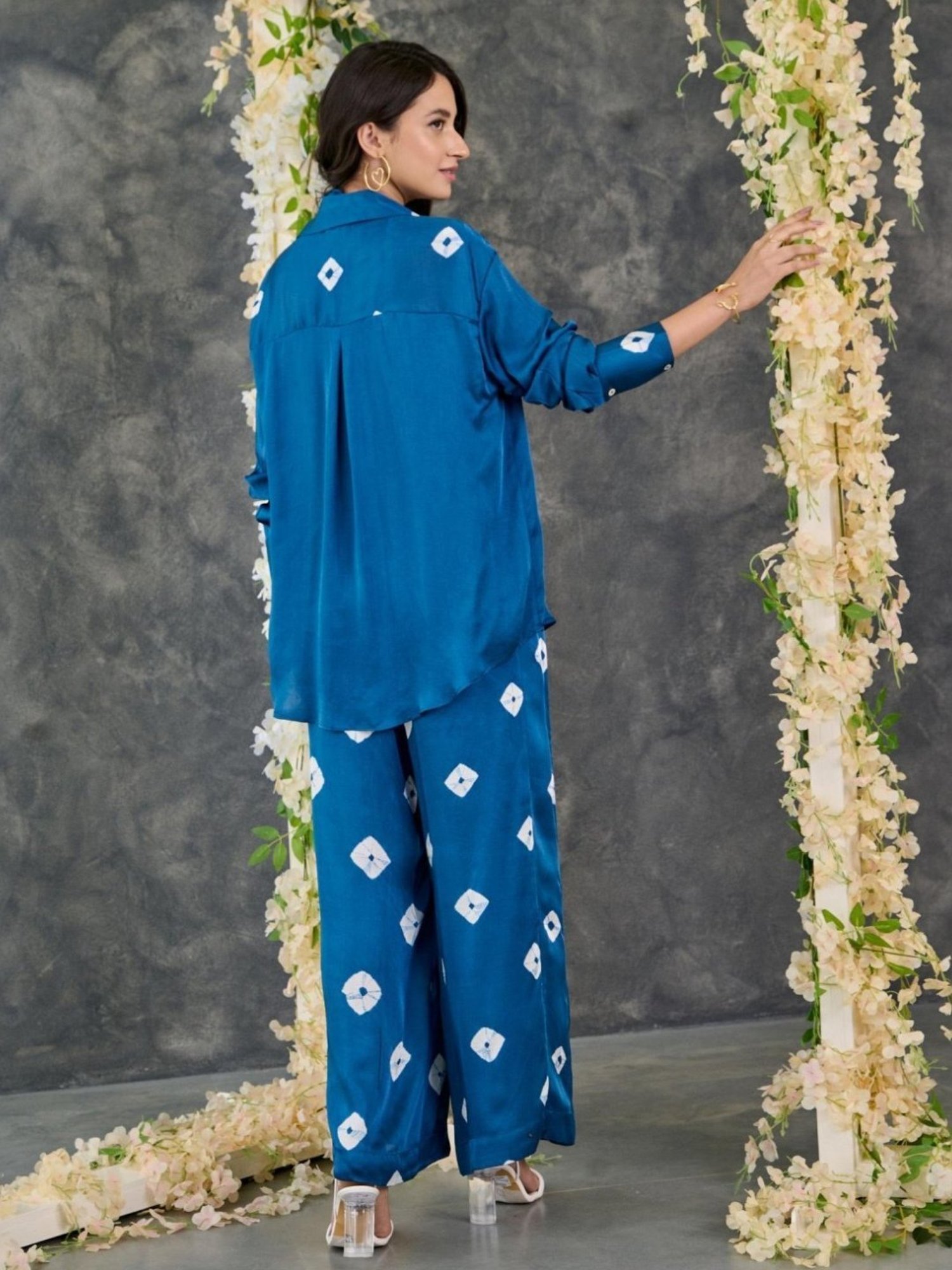 Gulaal Indigo Bandhani Modal Satin Shirt with Pant