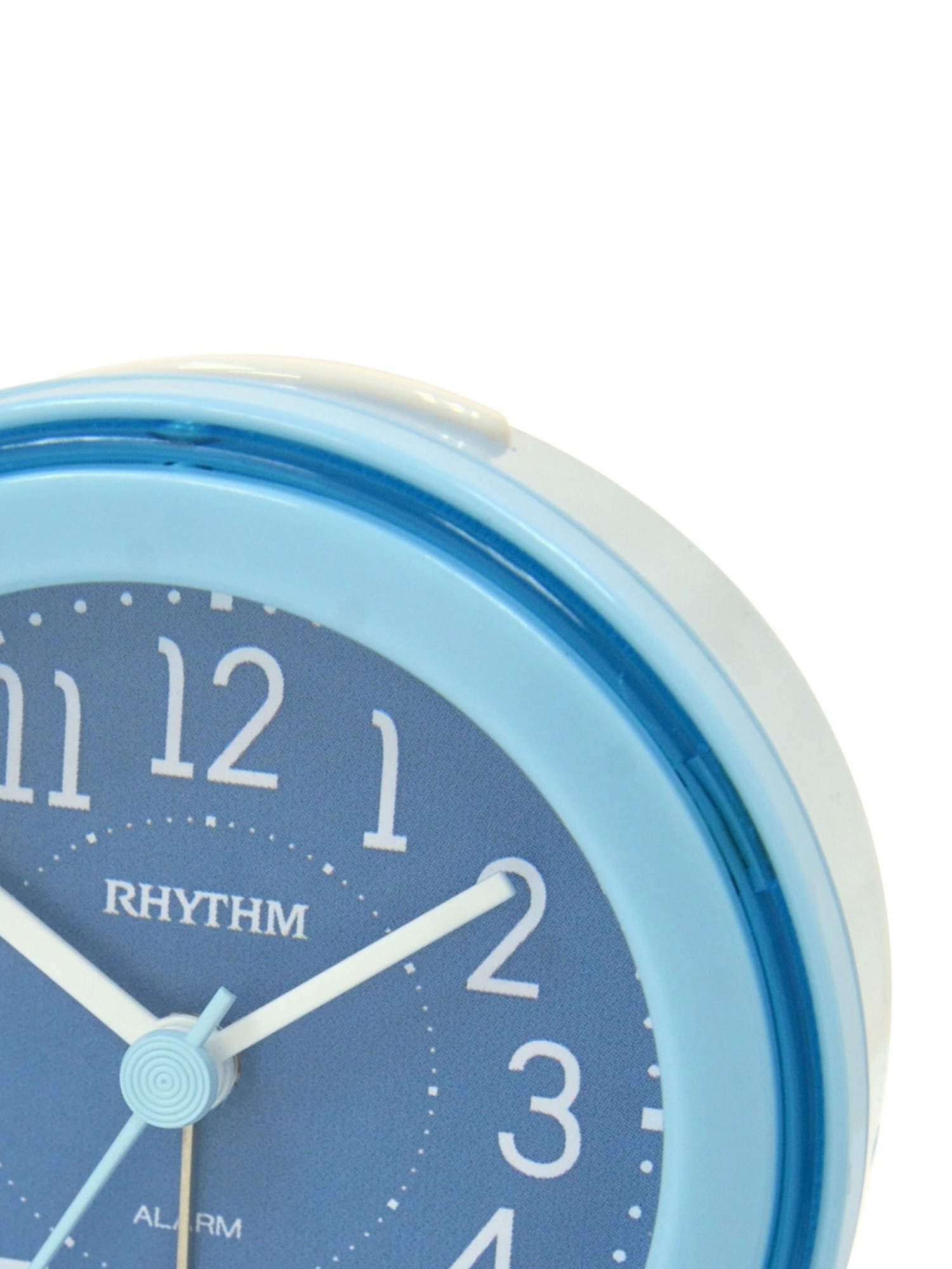 RHYTHM Blue Plastic Round Beep Alarm Sound with LED Flash Light Table Clock