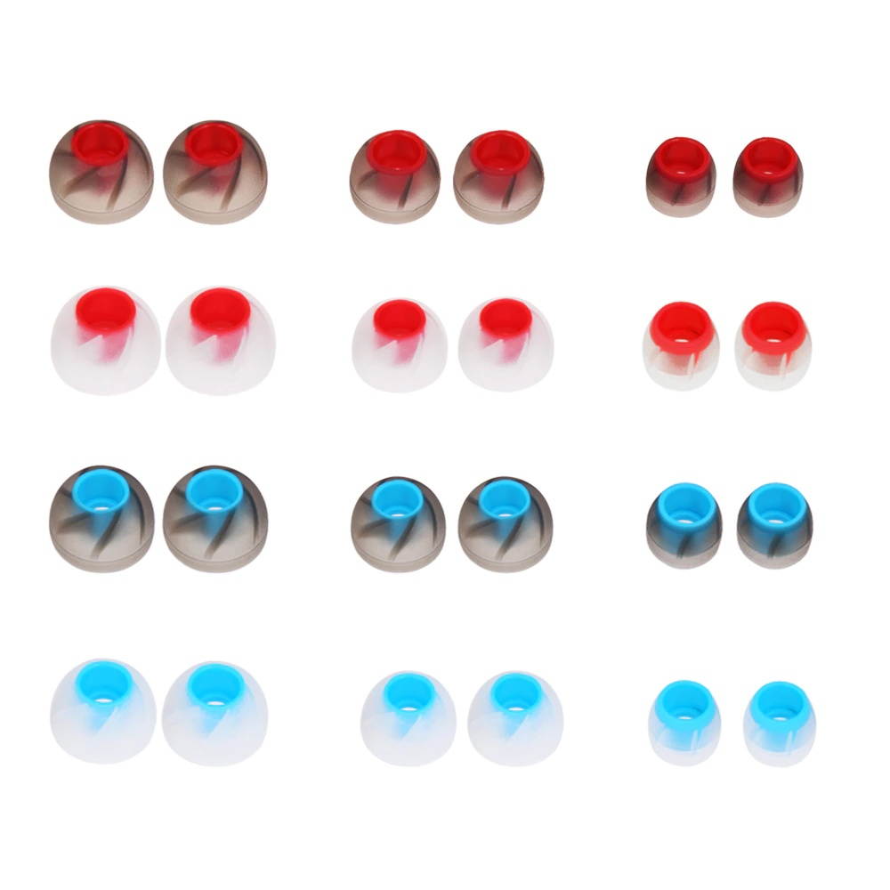 12 Pairs 24 PCS L M S 4.5mm Soft Silicone Ear Pads In-Ear Earphone Covers Dual Color Earbud Tips Earbuds Eartips