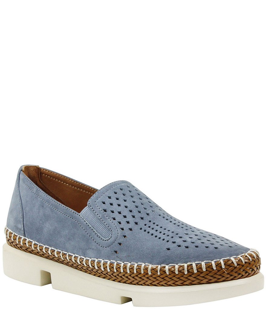L'Amour Des Pieds Perforated Suede Stazzema Flatform Slip-Ons