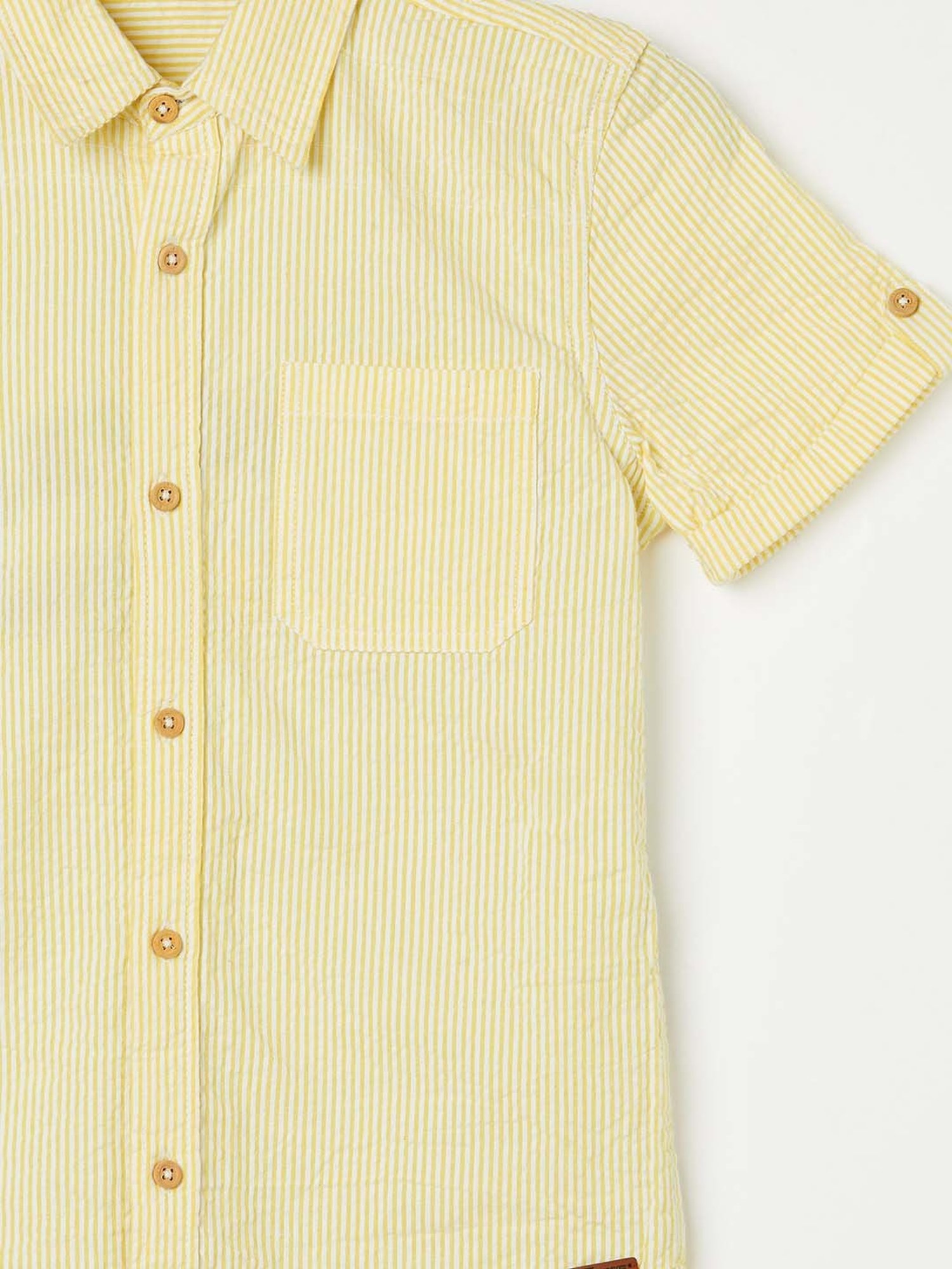 Mothercare Kids Blue Cotton Self Pattern Full Sleeves Shirt