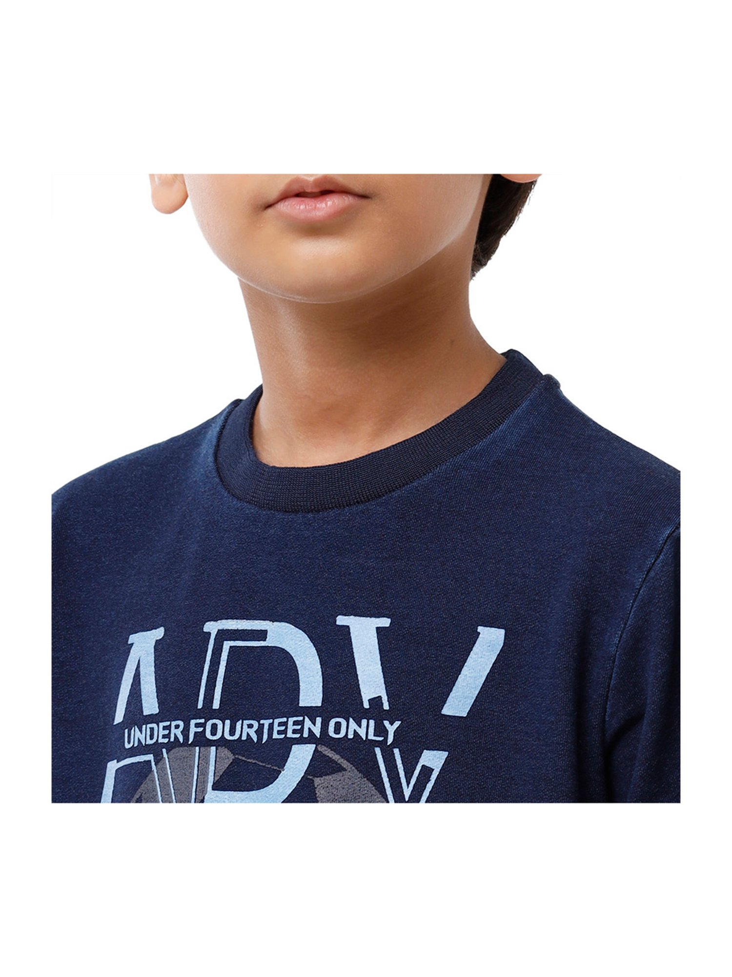 Under Fourteen Only Kids Navy Printed Full Sleeves T-Shirt