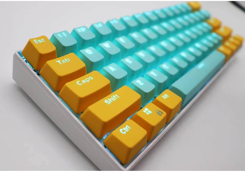 CUUWE 61 PBT Keycaps for 60 Percent Keyboard, Backlit Keycap Set for Mechanical Gaming Keyboard OEM Profile Keycaps with Key Puller for Cherry MX Switches GH60/RK61/GK61/Annie pro 2