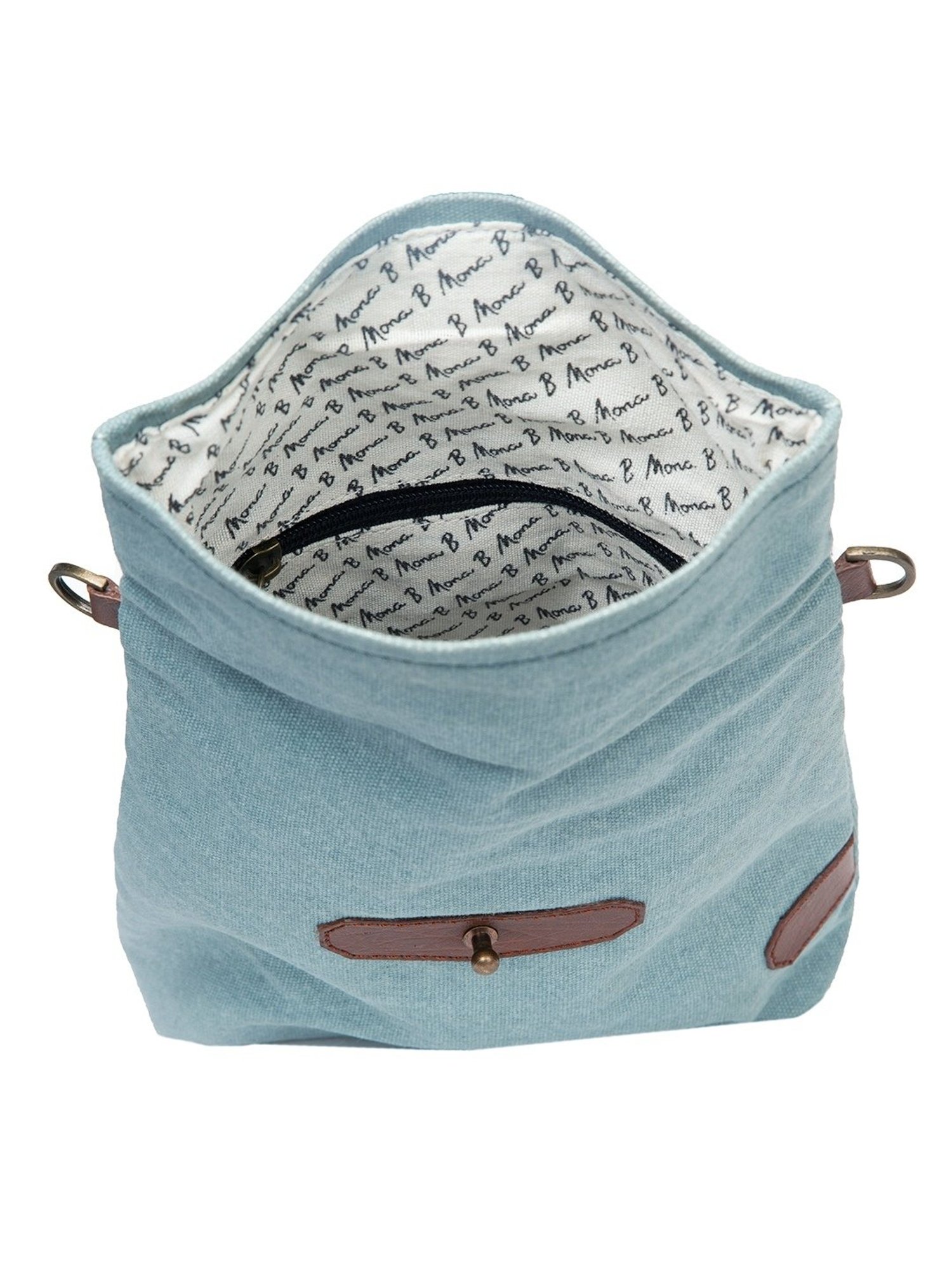 Mona B Sky Blue Solid Small Cross Body Bag